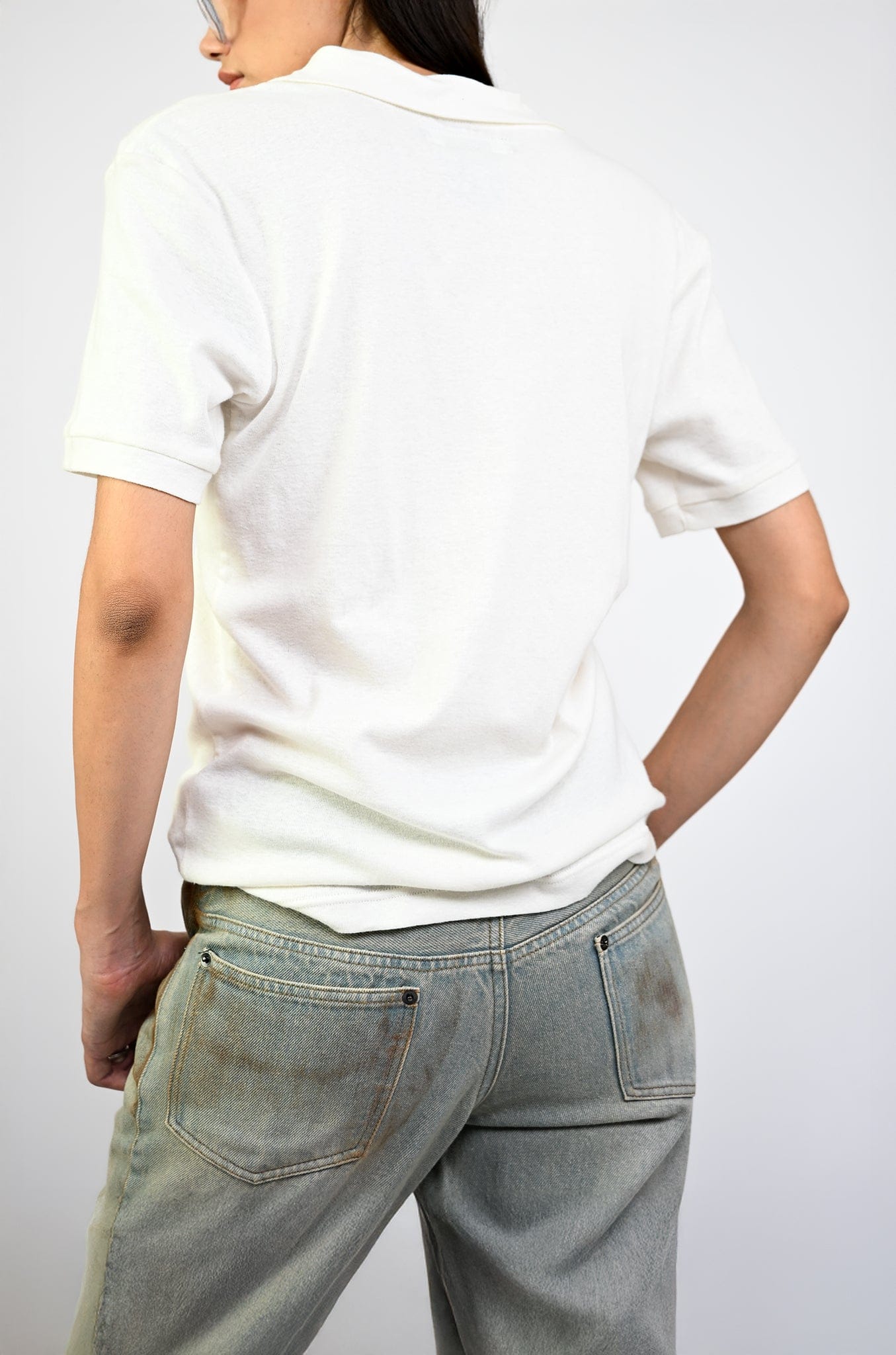 WHITE* Polo T - shirt with deconstructed detail (Women's) - White