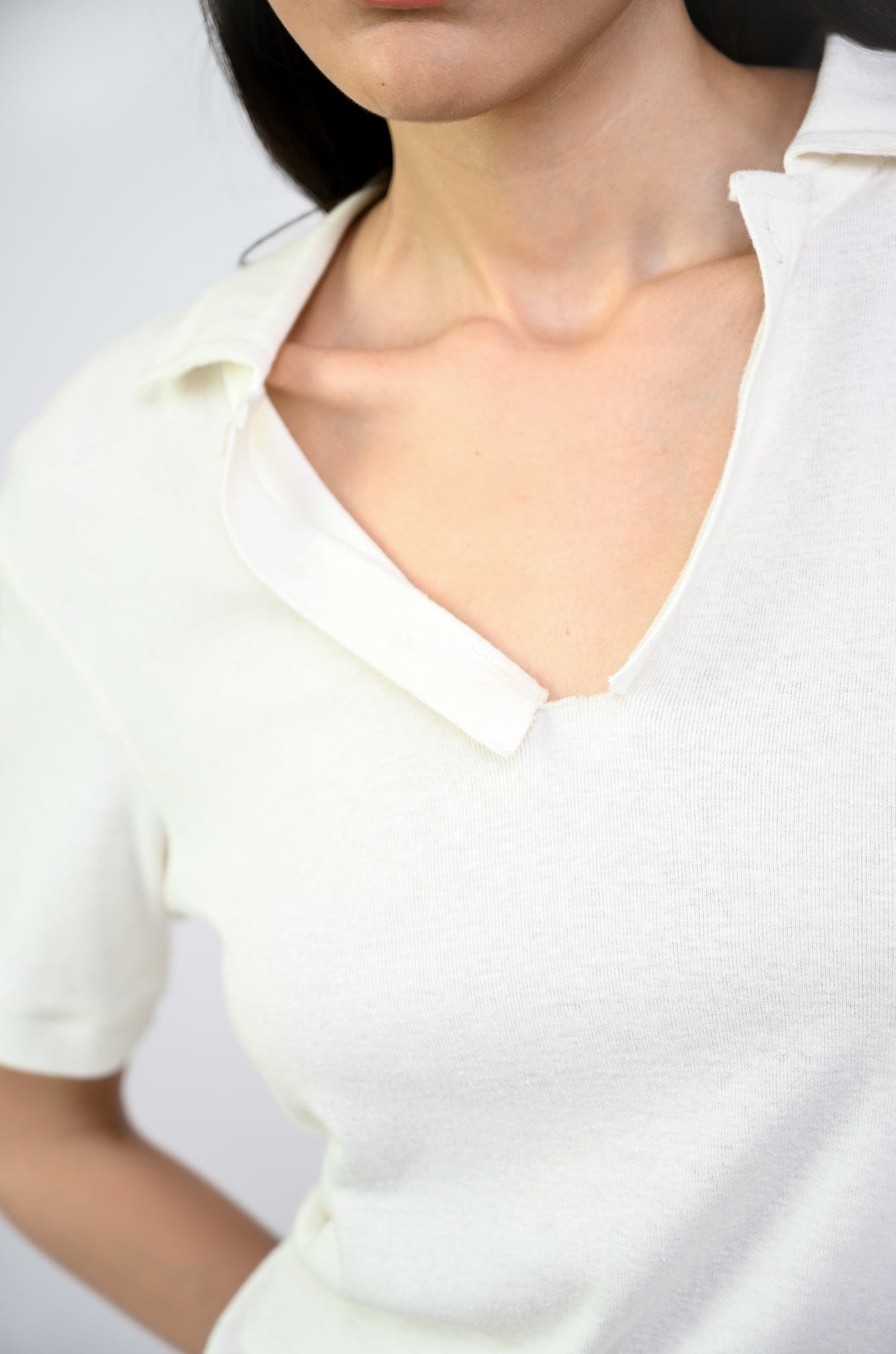 WHITE* Polo T - shirt with deconstructed detail (Women's) - White