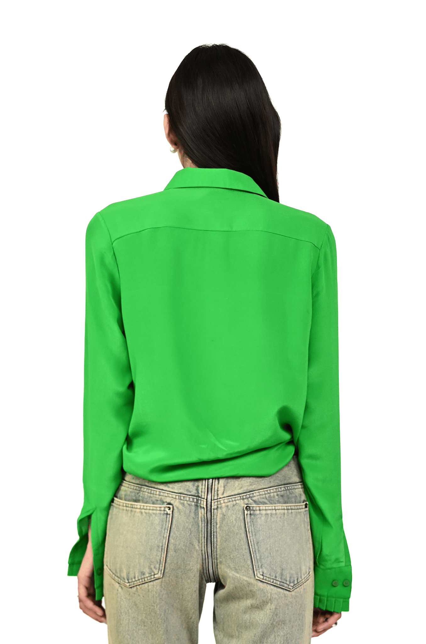 SILK Straight Fit Silk Shirt (Bright Green)