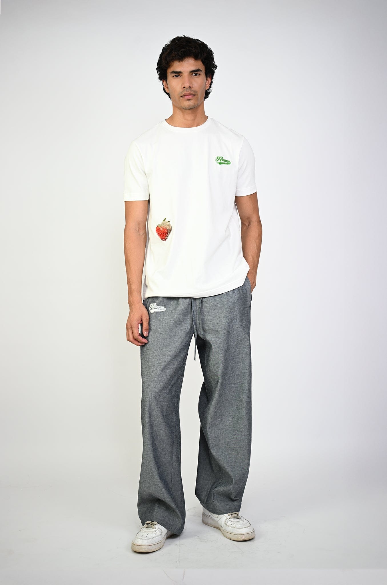 WHITE* Embroidered White T - shirt