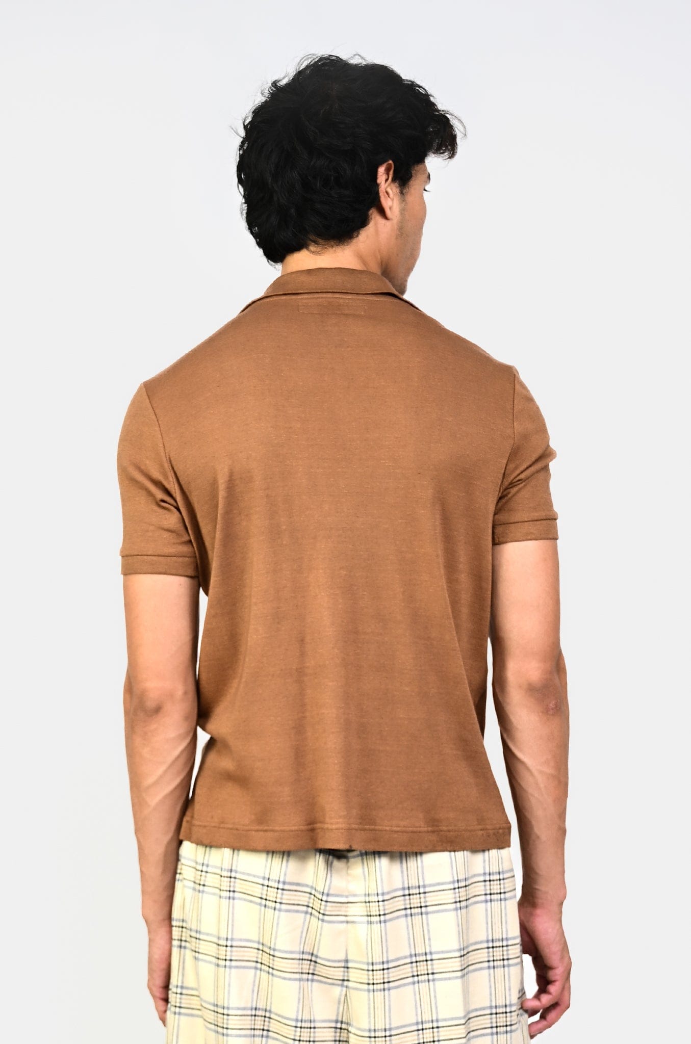 Polo T - shirt with deconstructed detail (Men's) - Brown