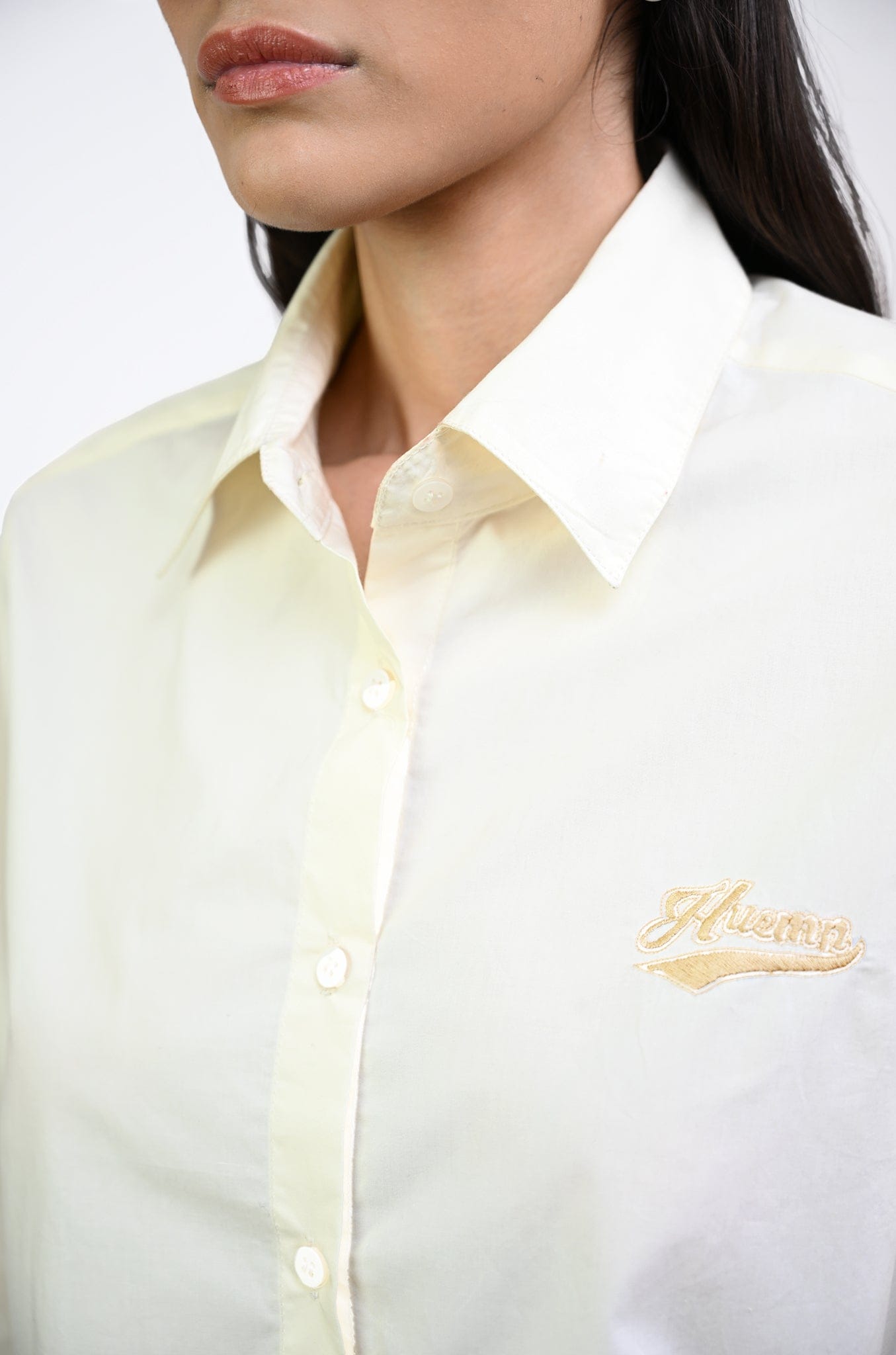 Butter Embroidered logo cotton shirt (Butter Yellow)