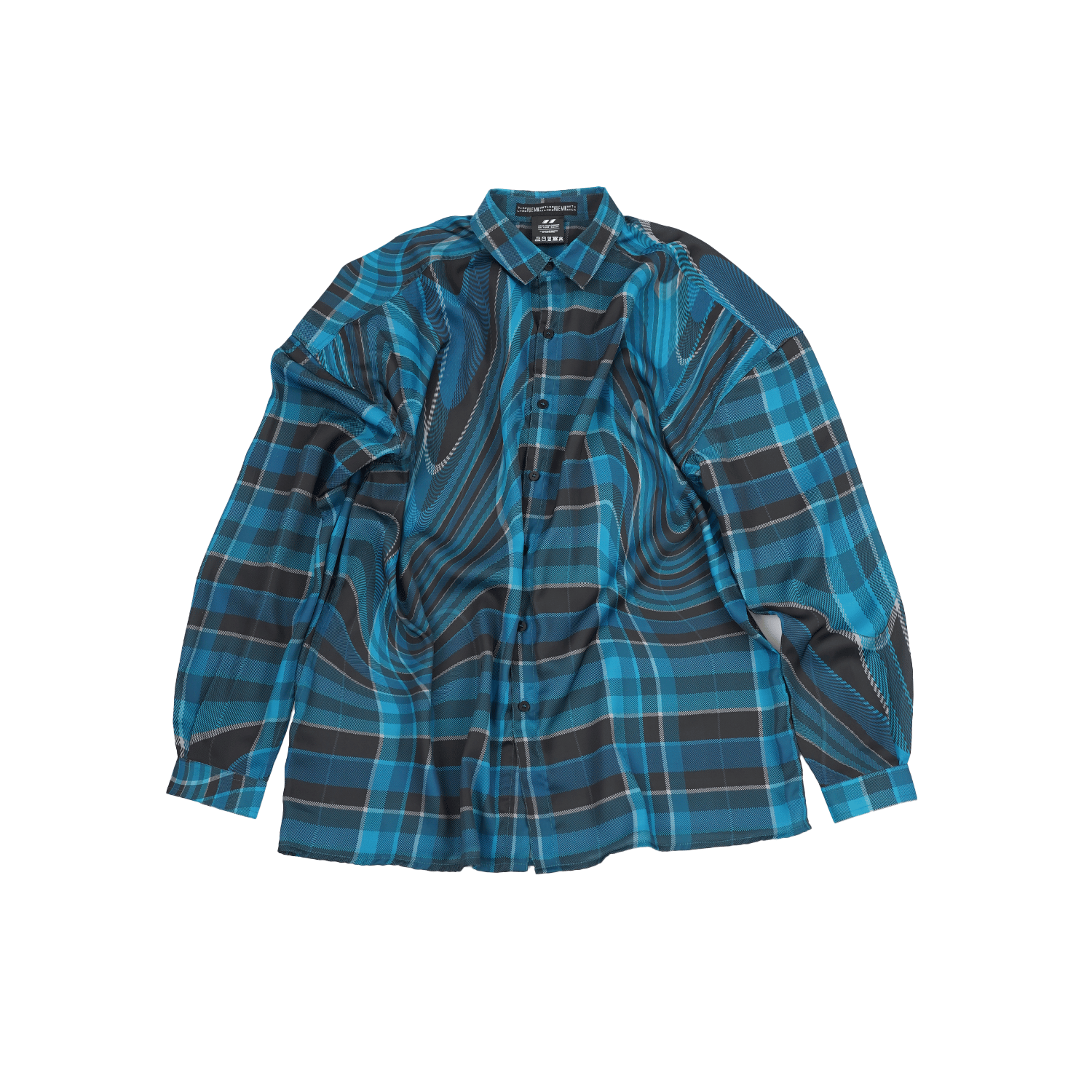Blue Oversized unisex shirt in madras checks pattern (Blue)