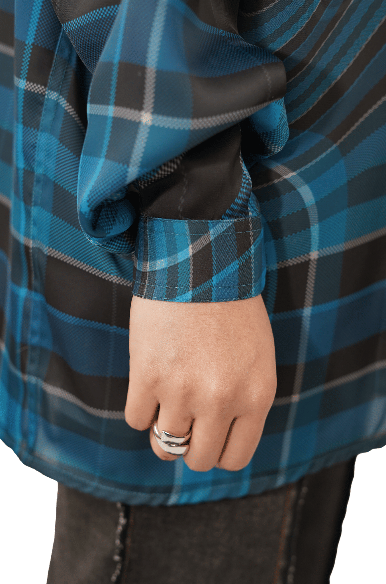 Blue Oversized unisex shirt in madras checks pattern (Blue)