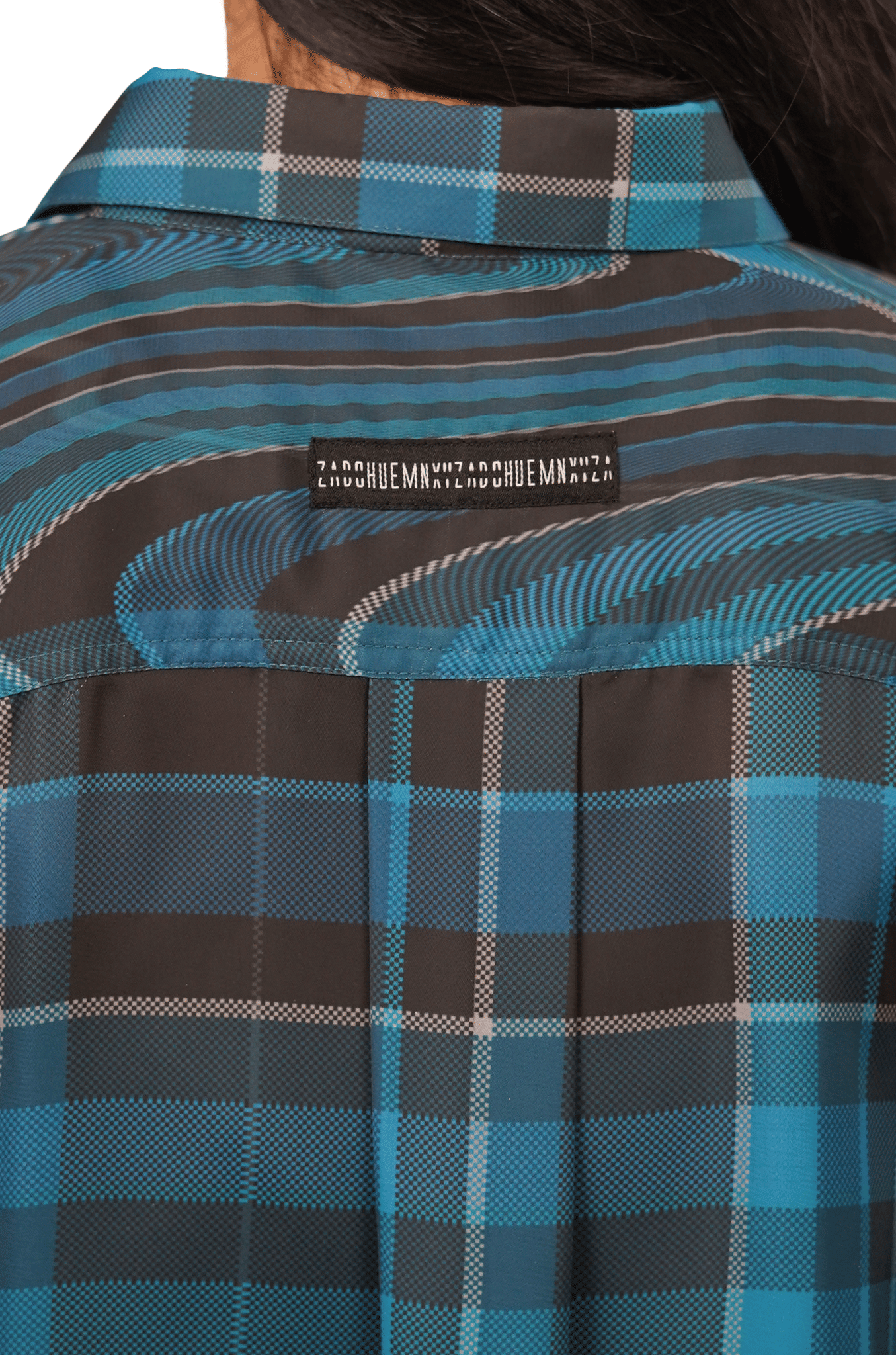 Blue Oversized unisex shirt in madras checks pattern (Blue)