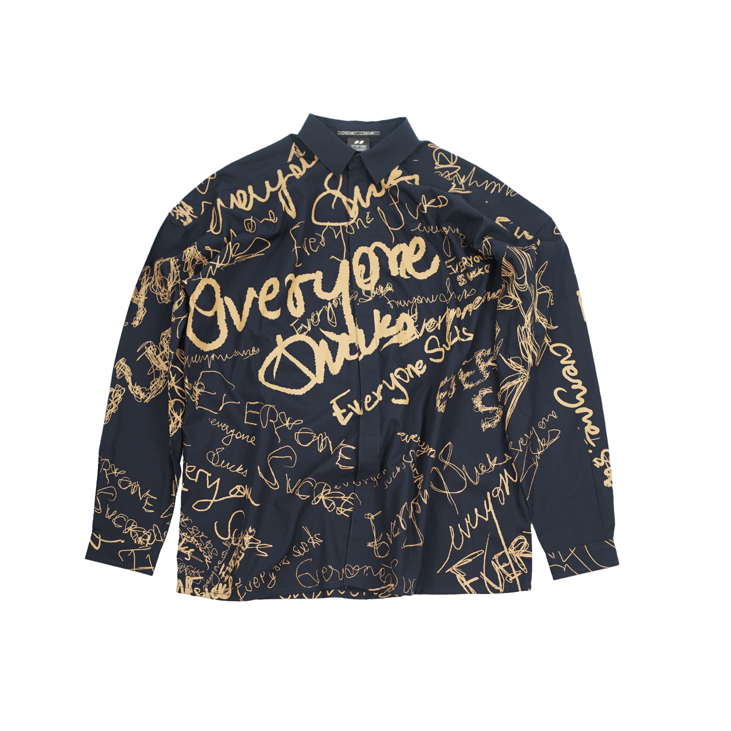 Blue Oversized unisex shirt with everyone sucks all - over print (Navy Blue)