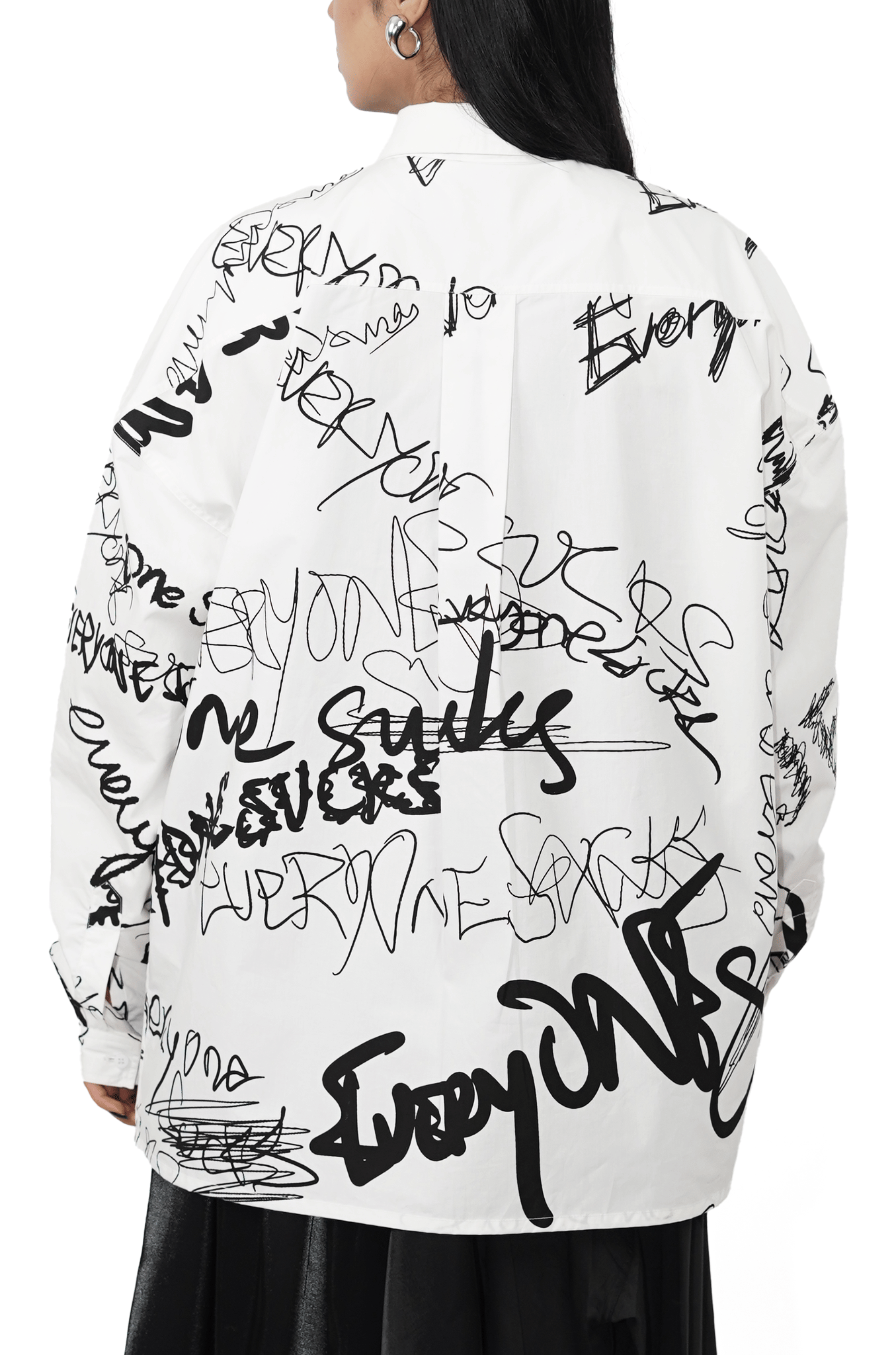 WHITE* Oversized unisex shirt with everyone sucks all - over print (White)