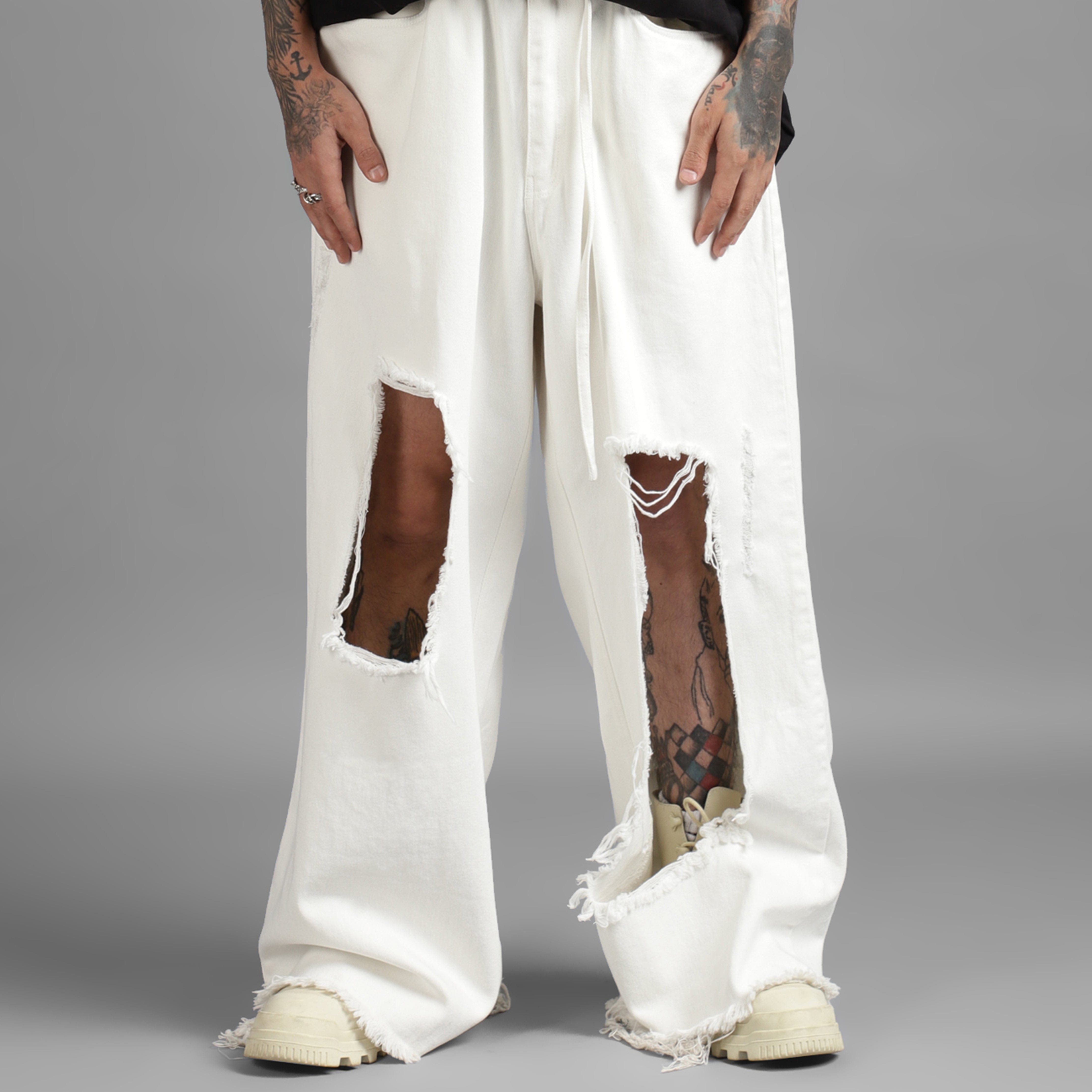 WHITE* SuperHUEMN Keyhole Denim (White)