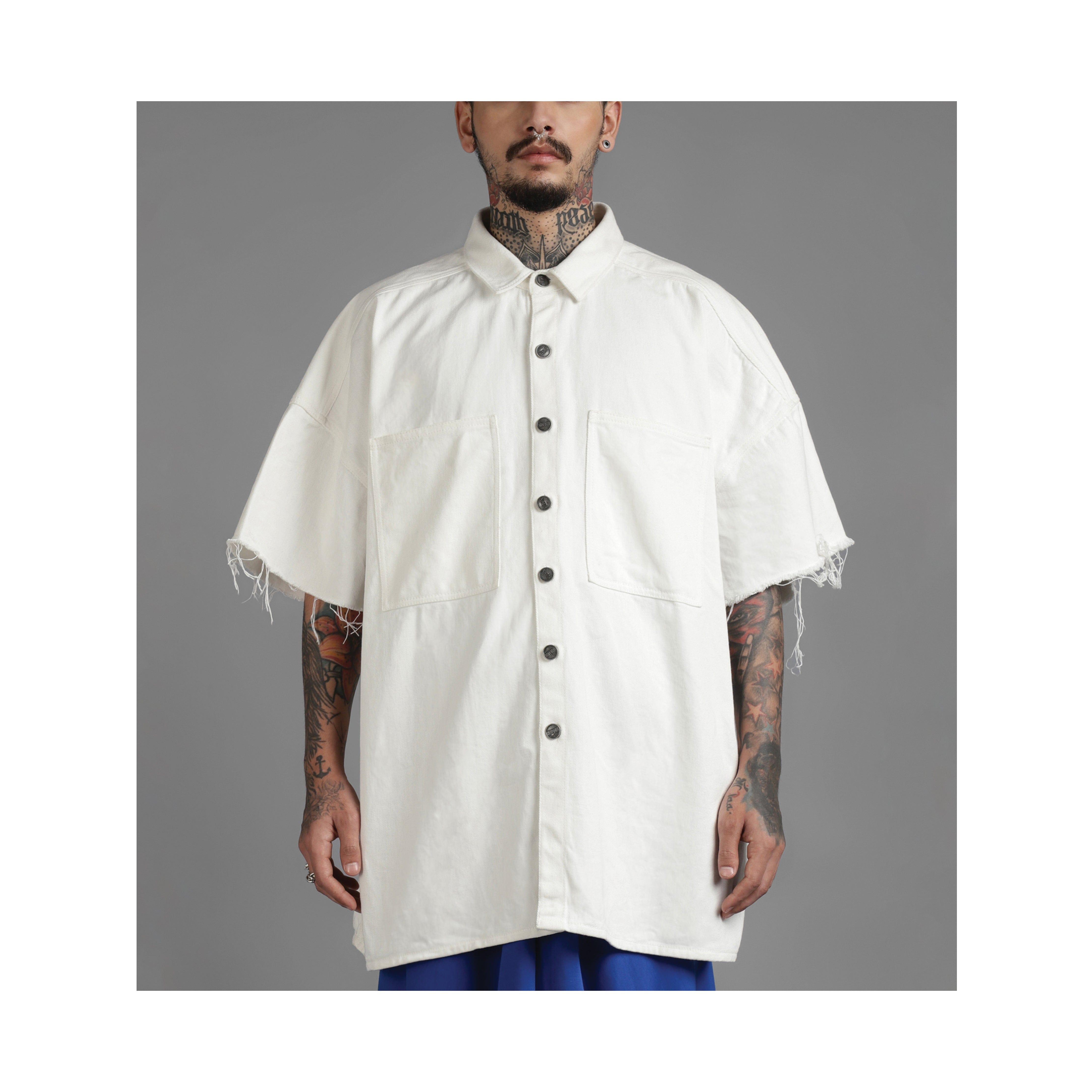 WHITE* SuperHUEMN Denim Overshirt (White)