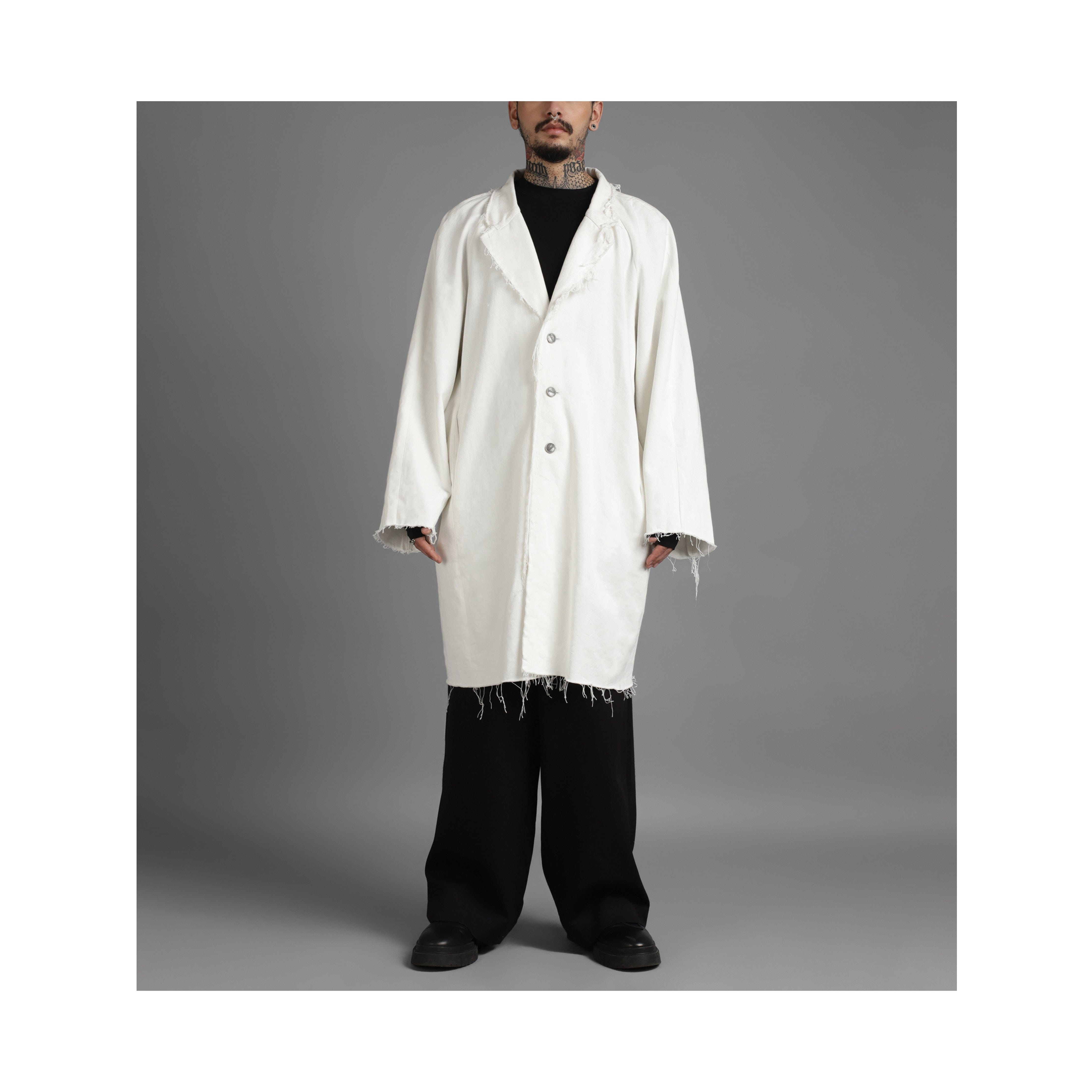 WHITE* SuperHUEMN Denim Overcoat (White)