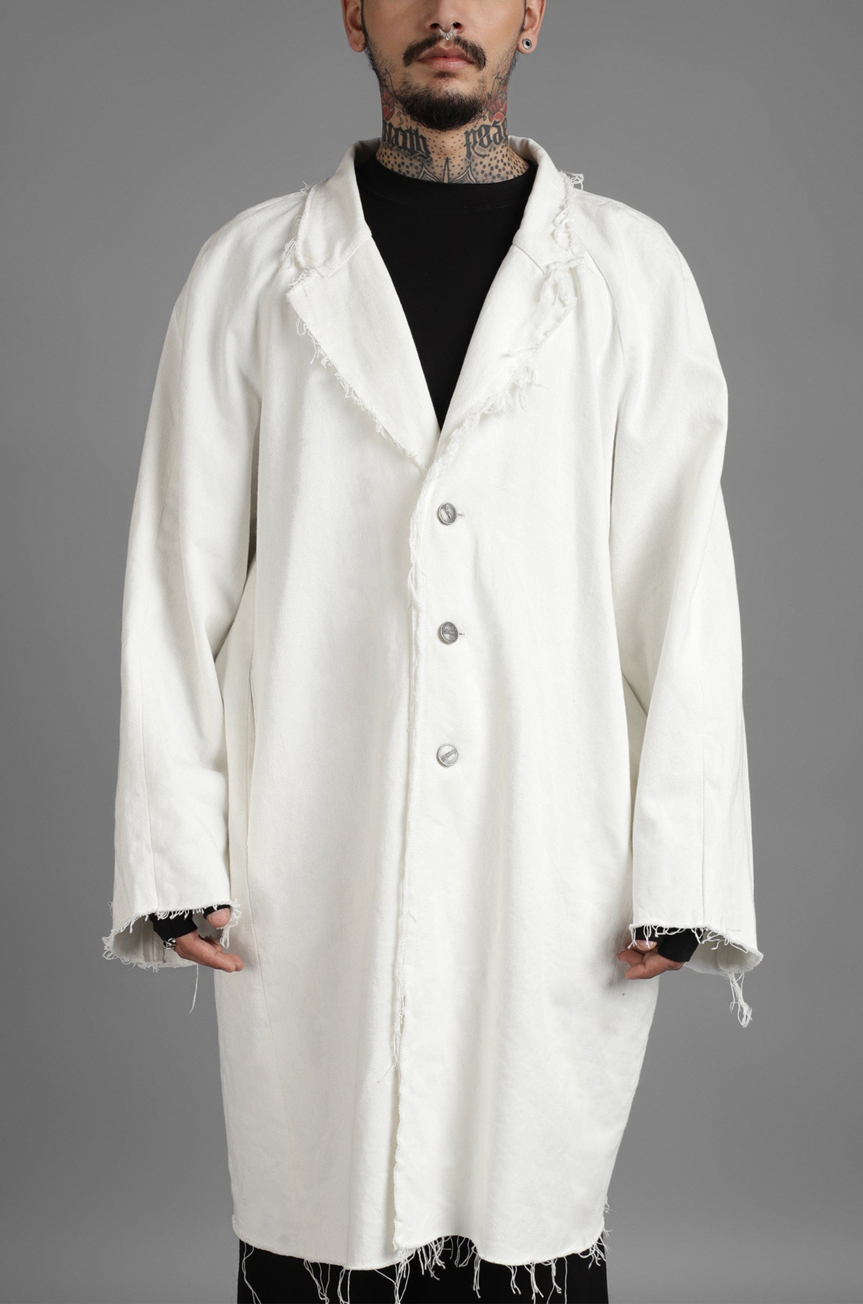 WHITE* SuperHUEMN Denim Overcoat (White)