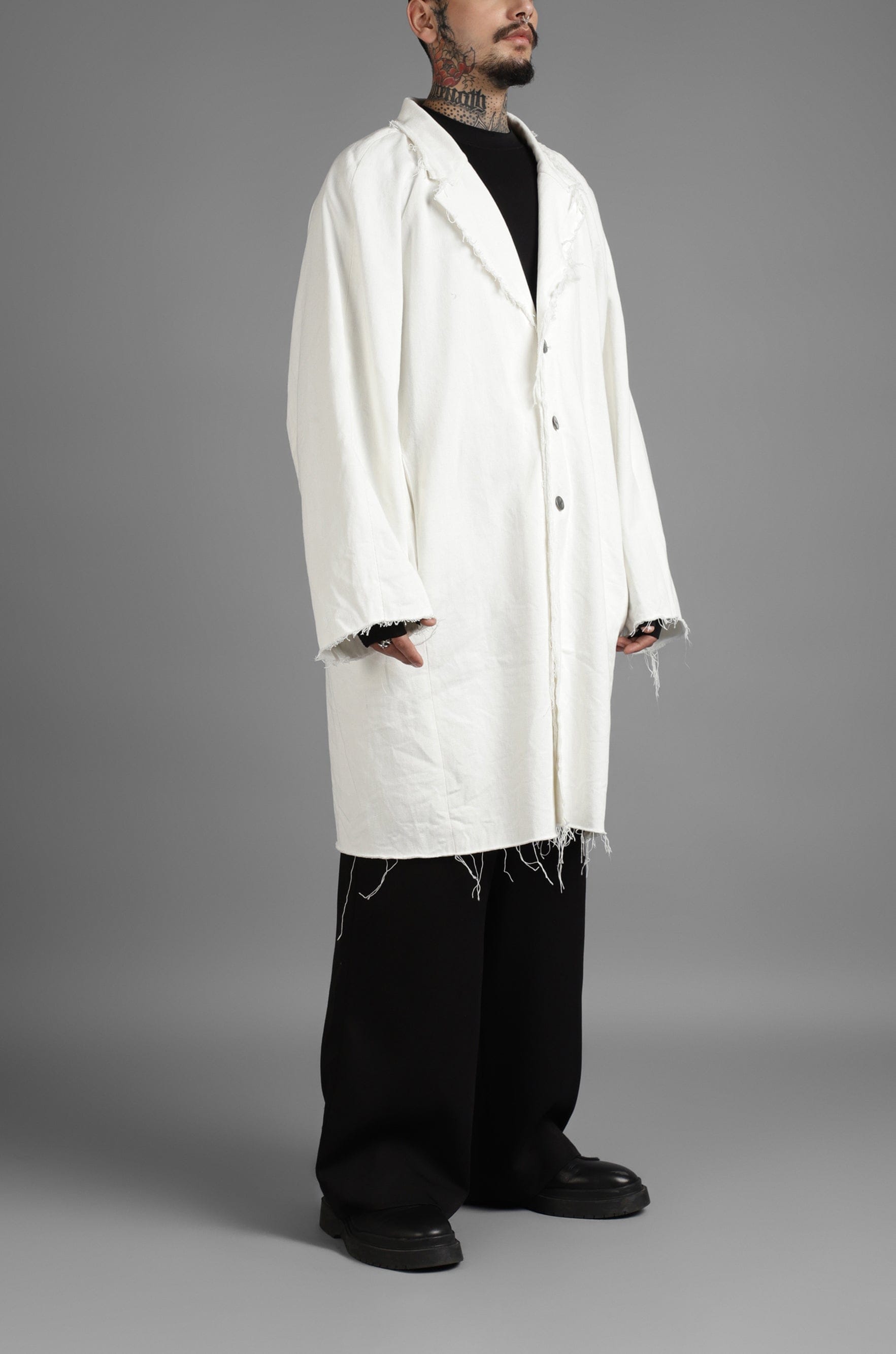 WHITE* SuperHUEMN Denim Overcoat (White)