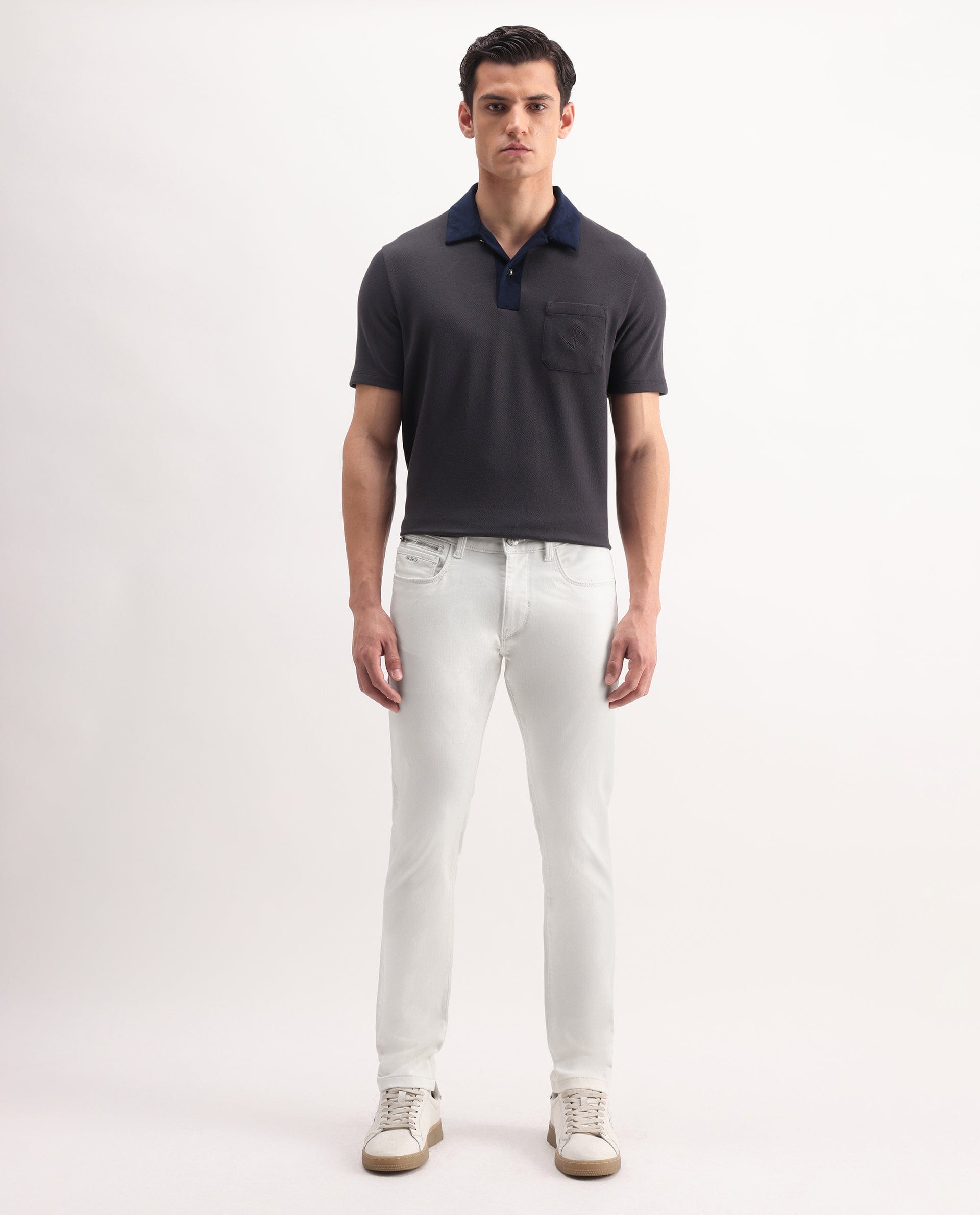 RARE Rabbit Men's Korv - 25 Off White Cotton Blend Plain Hawk Slim Fit Jeans