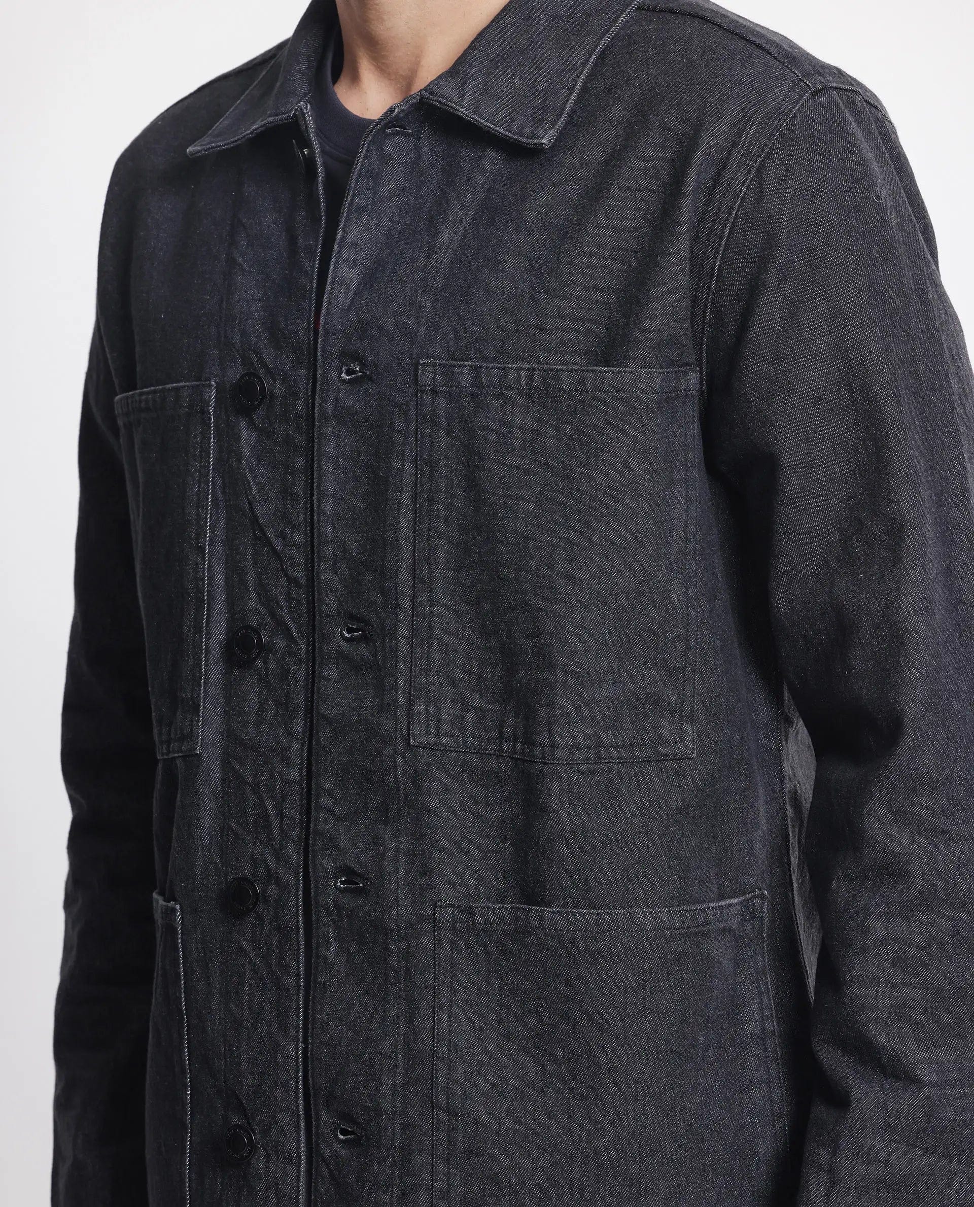 RARE Rabbit Men's Brond Black Cotton Plain Regular Fit Full Sleeve Spread Collar Jacket