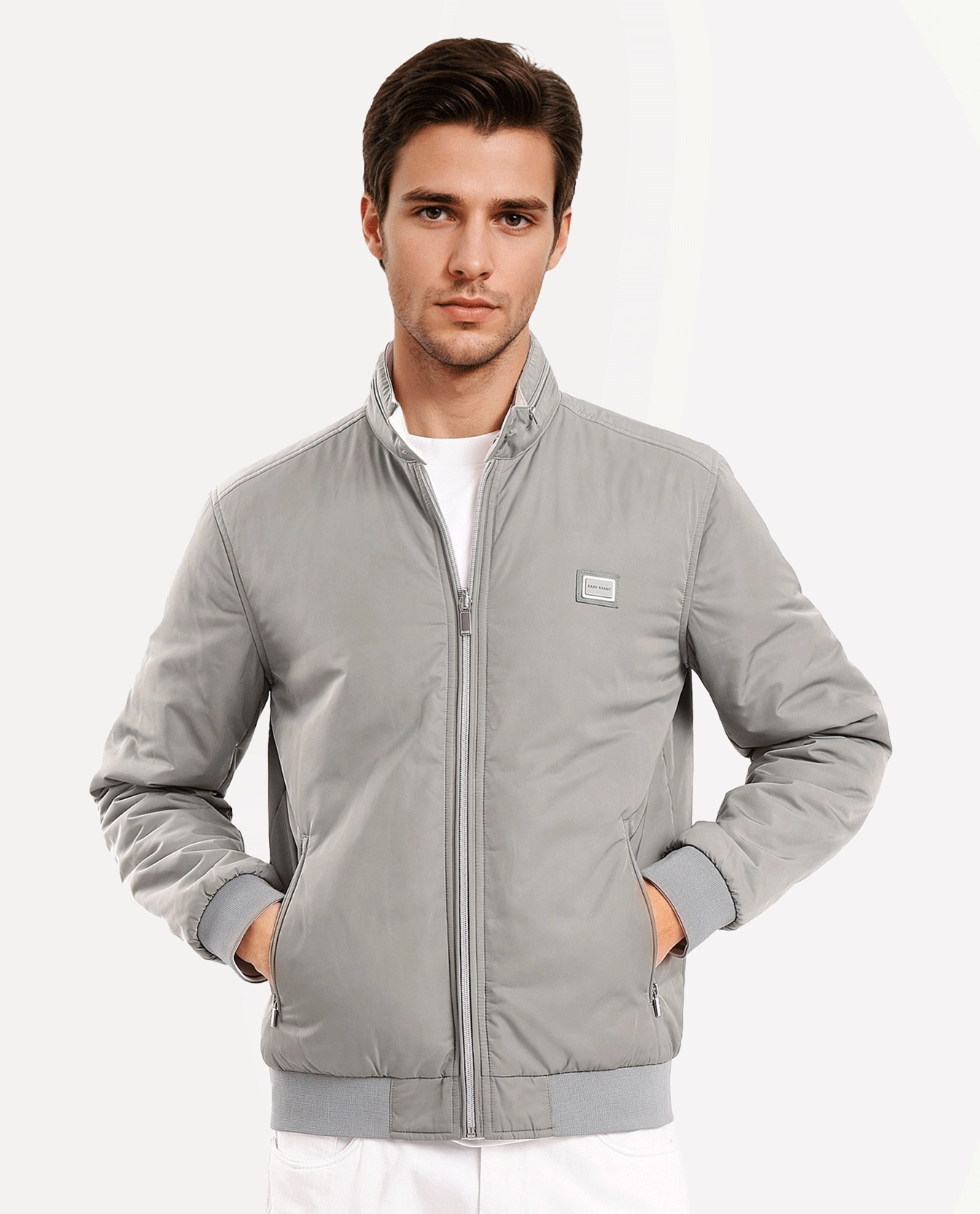 RARE Rabbit Men's Royban - 2 Green Polyester Plain Regular Fit Full Sleeve High Neck Jacket