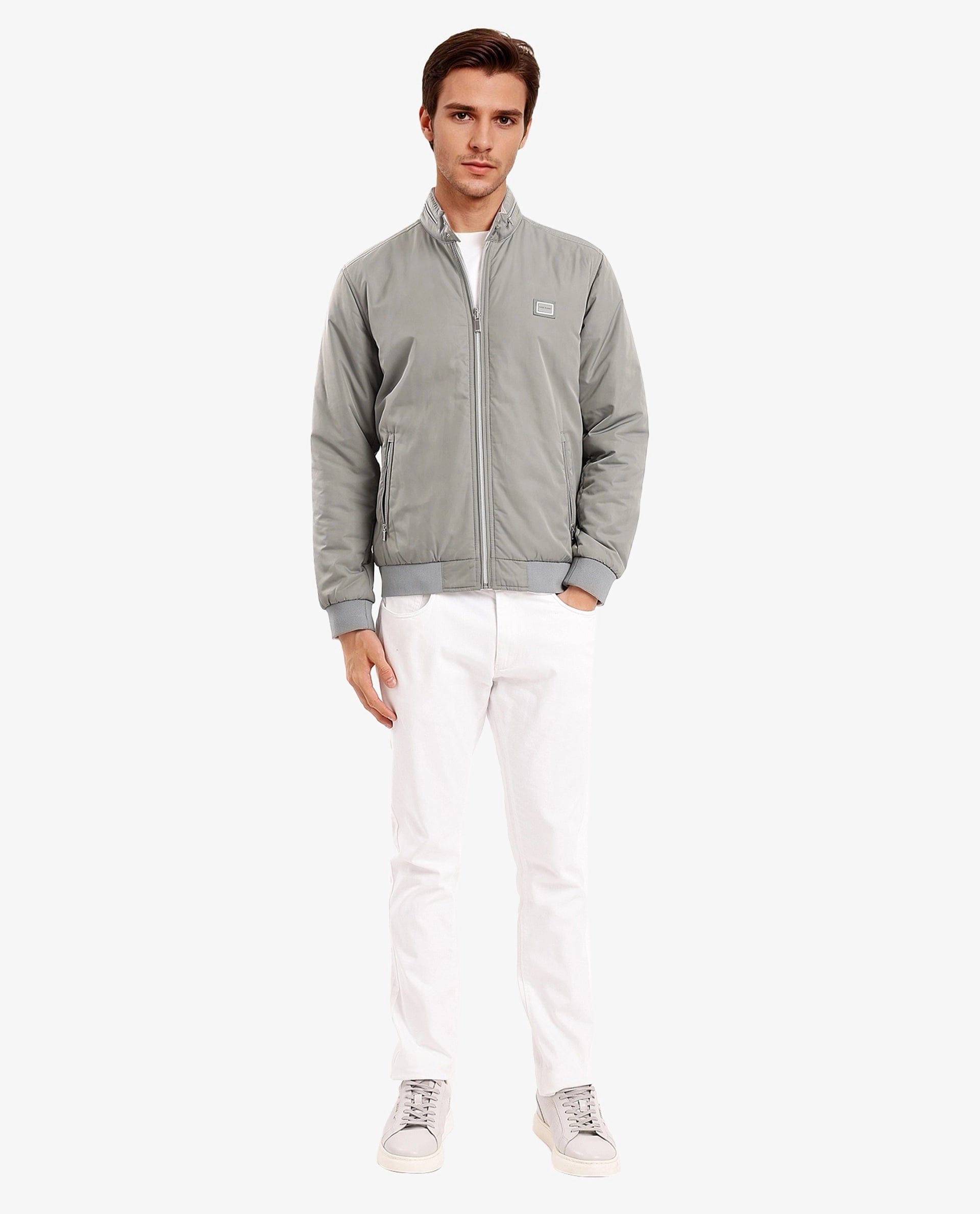 RARE Rabbit Men's Royban - 2 Green Polyester Plain Regular Fit Full Sleeve High Neck Jacket