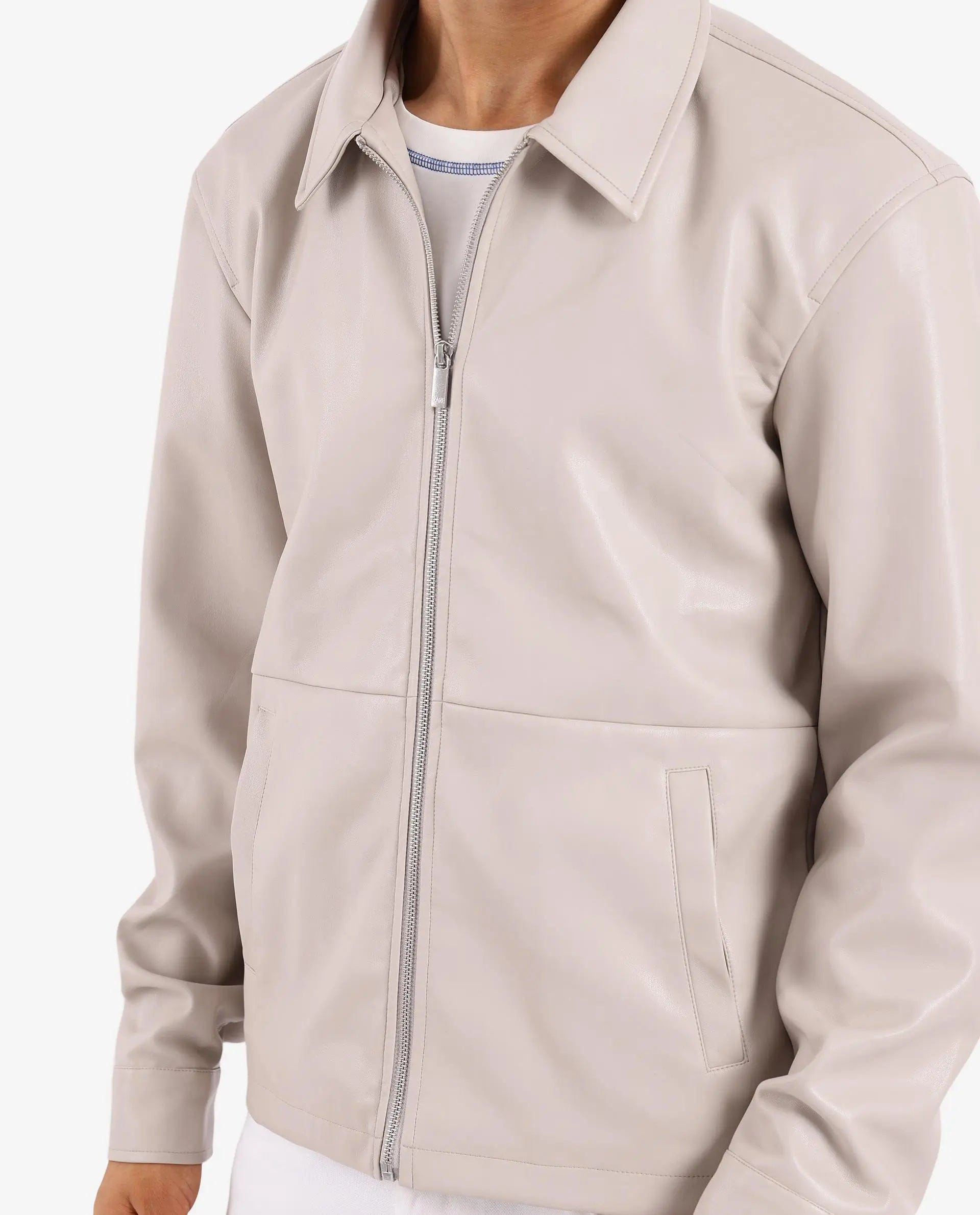 RARE Rabbit Men's Morat Beige Polyester Plain Relaxed Fit Full Sleeve Spread Collar Jacket