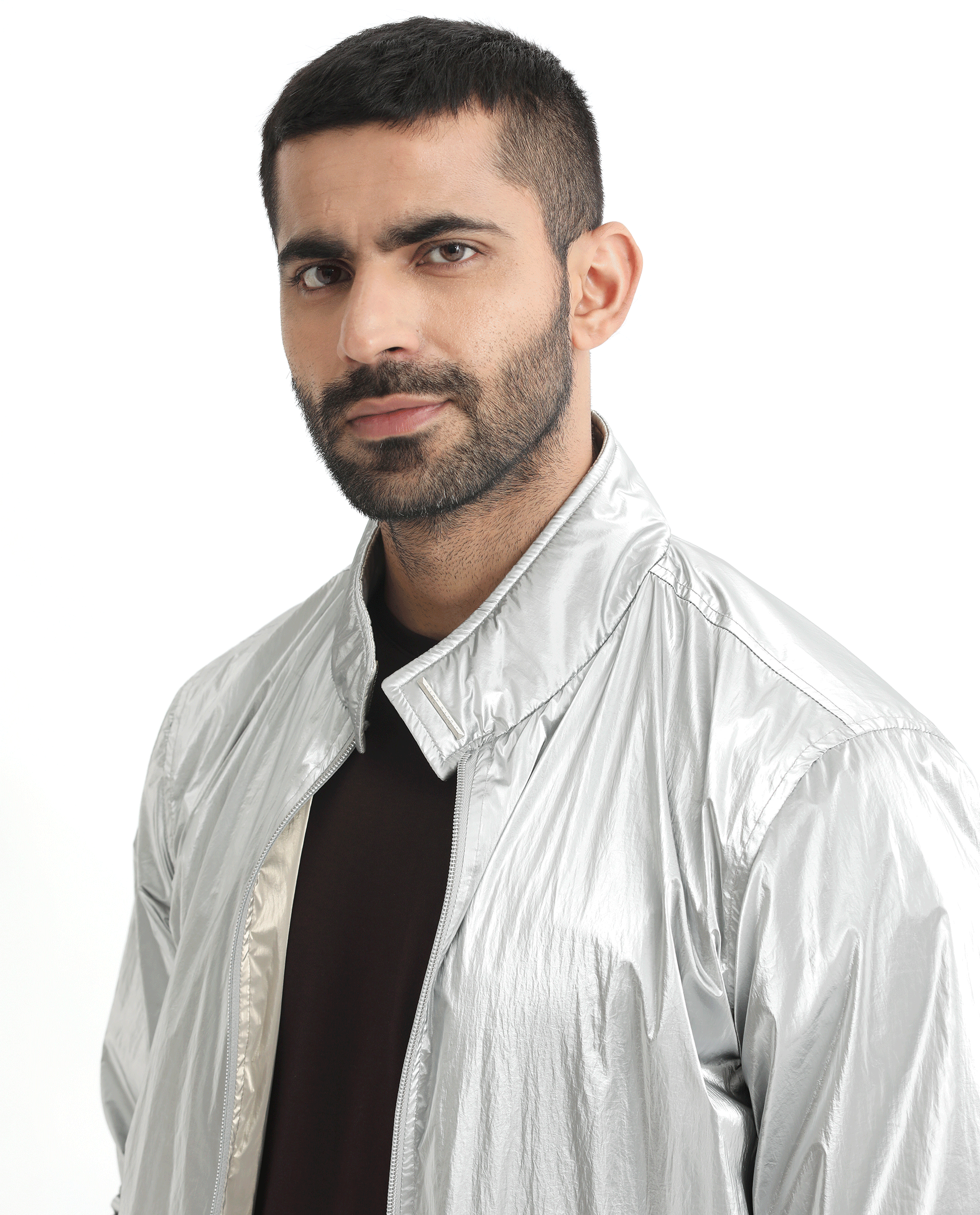 RARE Rabbit Men's Adler Gold Polyester Plain Regular Fit Full Sleeve Mandarin Collar Jacket