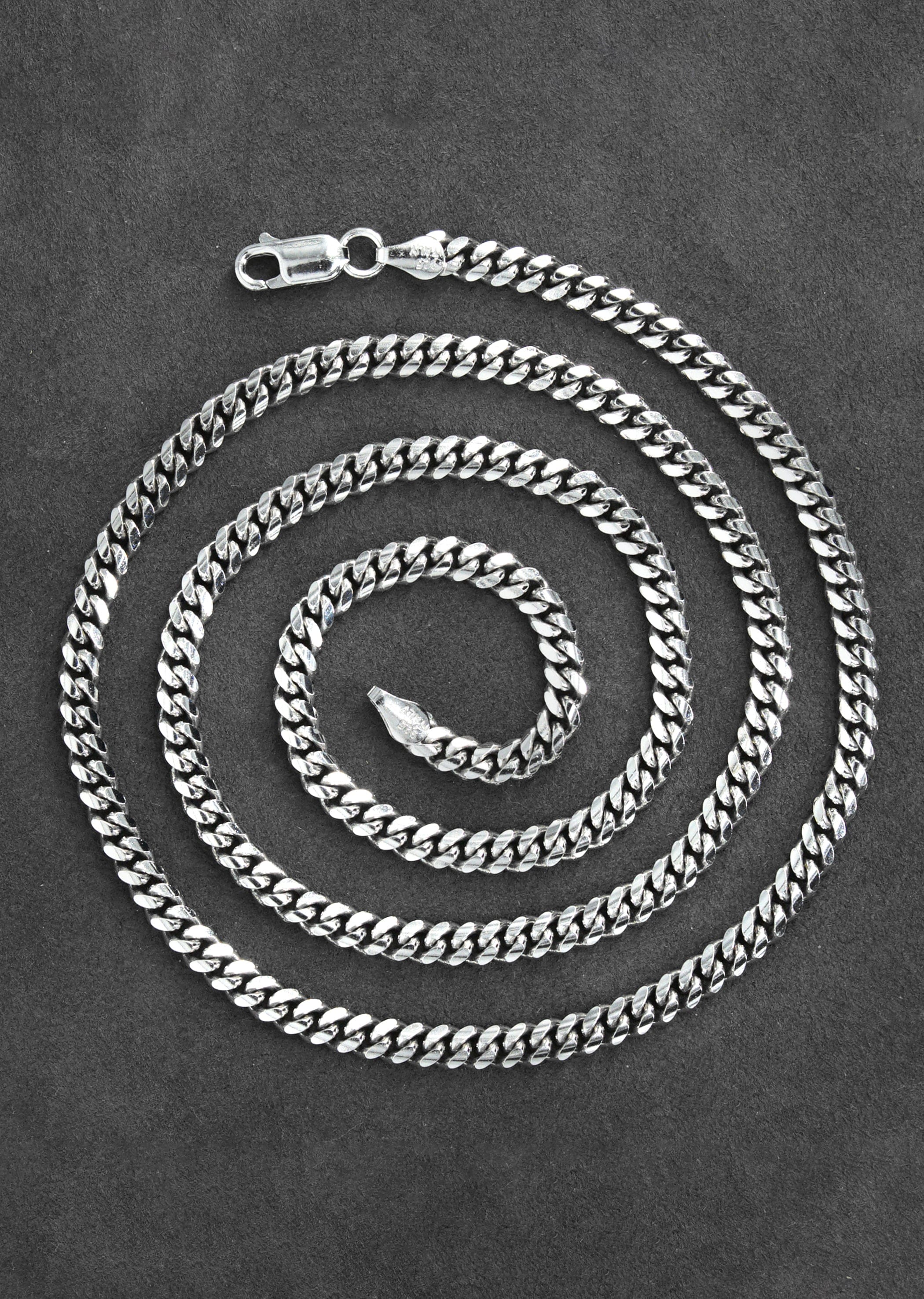Manufacturer 43 Silver Chain - Mens White Chain / Miami Cuban Link / 4 mm