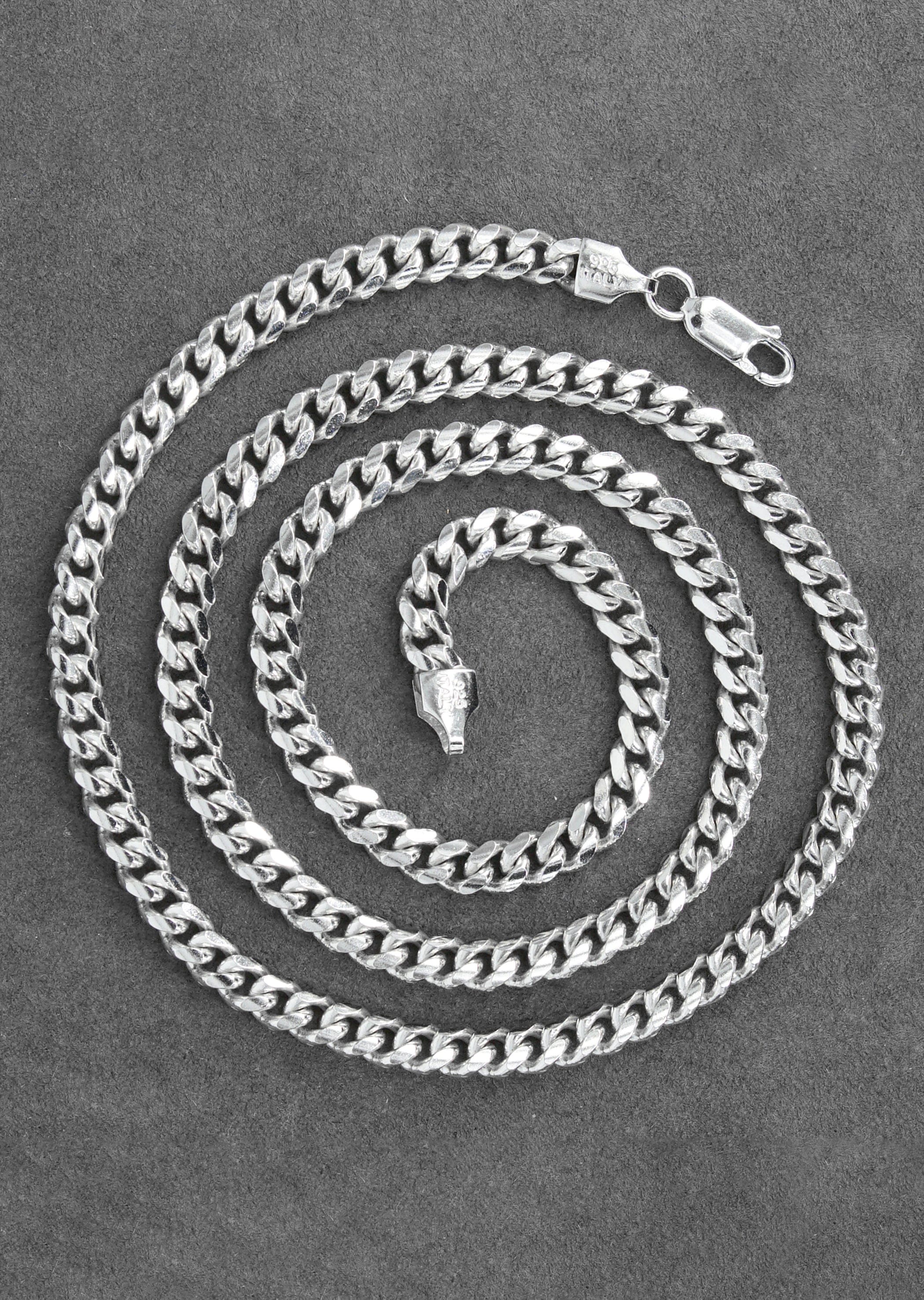 Manufacturer 43 Silver Chain - Mens White Chain / Miami Cuban Link / 5 mm