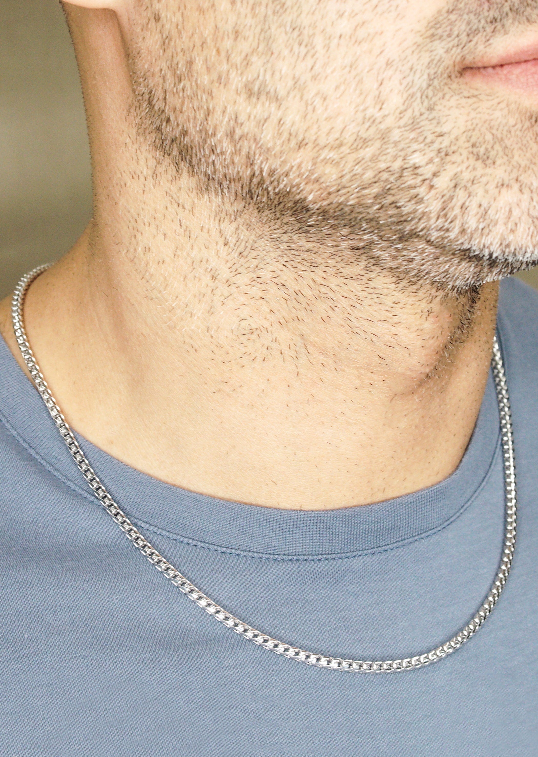 Manufacturer 43 Silver Chain - Mens White Chain / Franco Chain / 2.3 mm