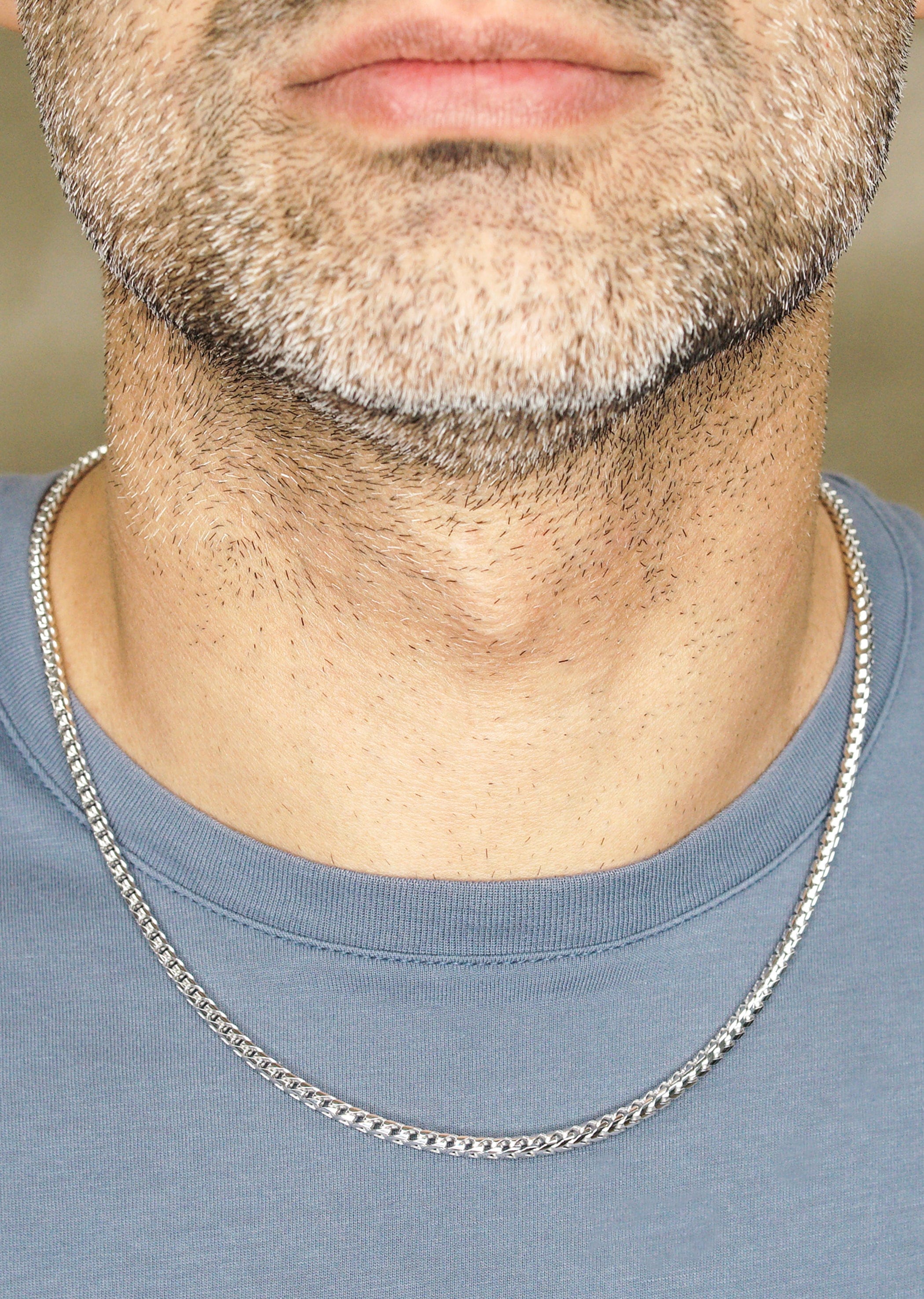 Manufacturer 43 Silver Chain - Mens White Chain / Franco Chain / 2.3 mm