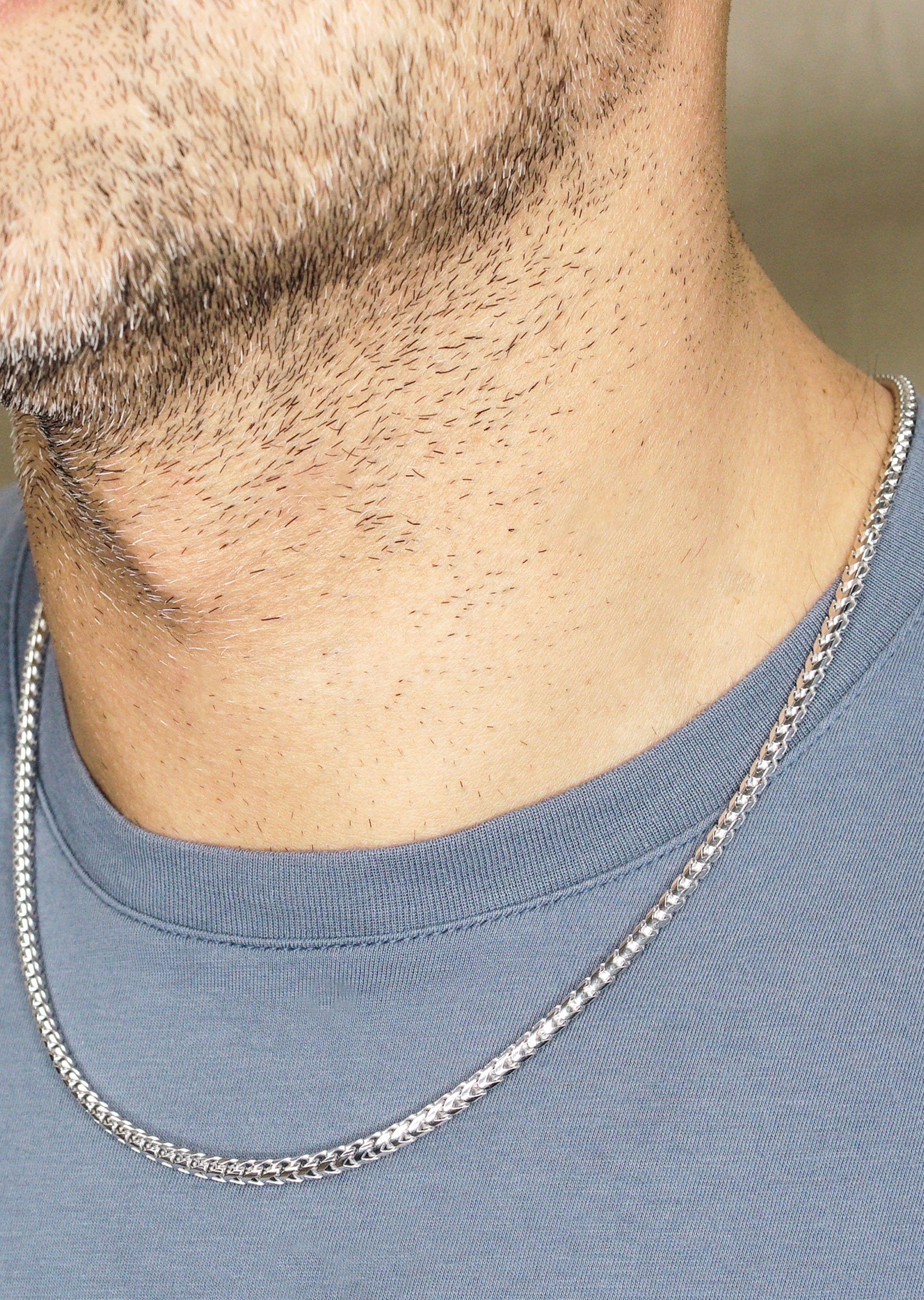 Manufacturer 43 Silver Chain - Mens White Chain / Franco Chain / 2.3 mm