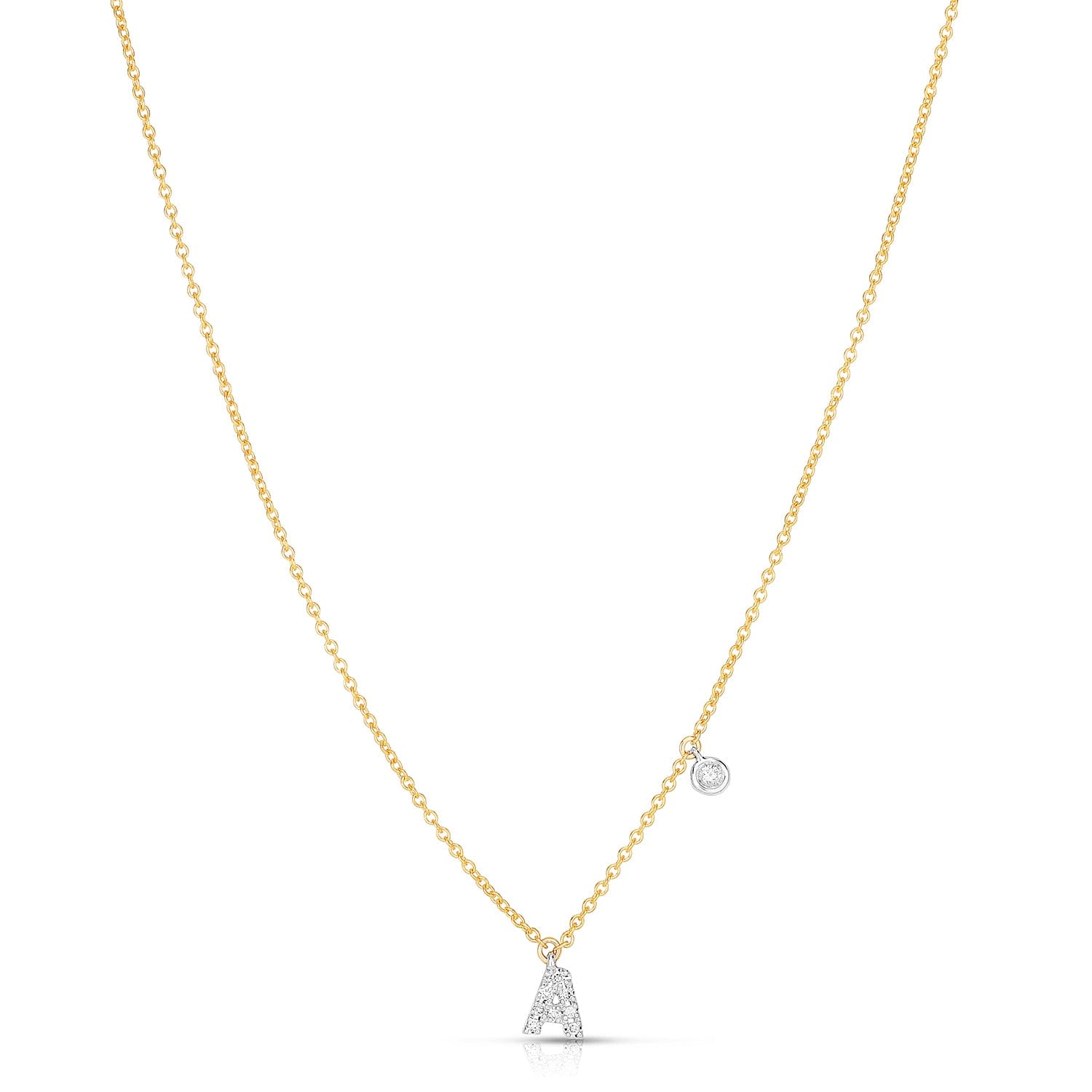 Sabel Collection 14K Yellow and White Gold Diamond Miniature Initial Pendant Necklace