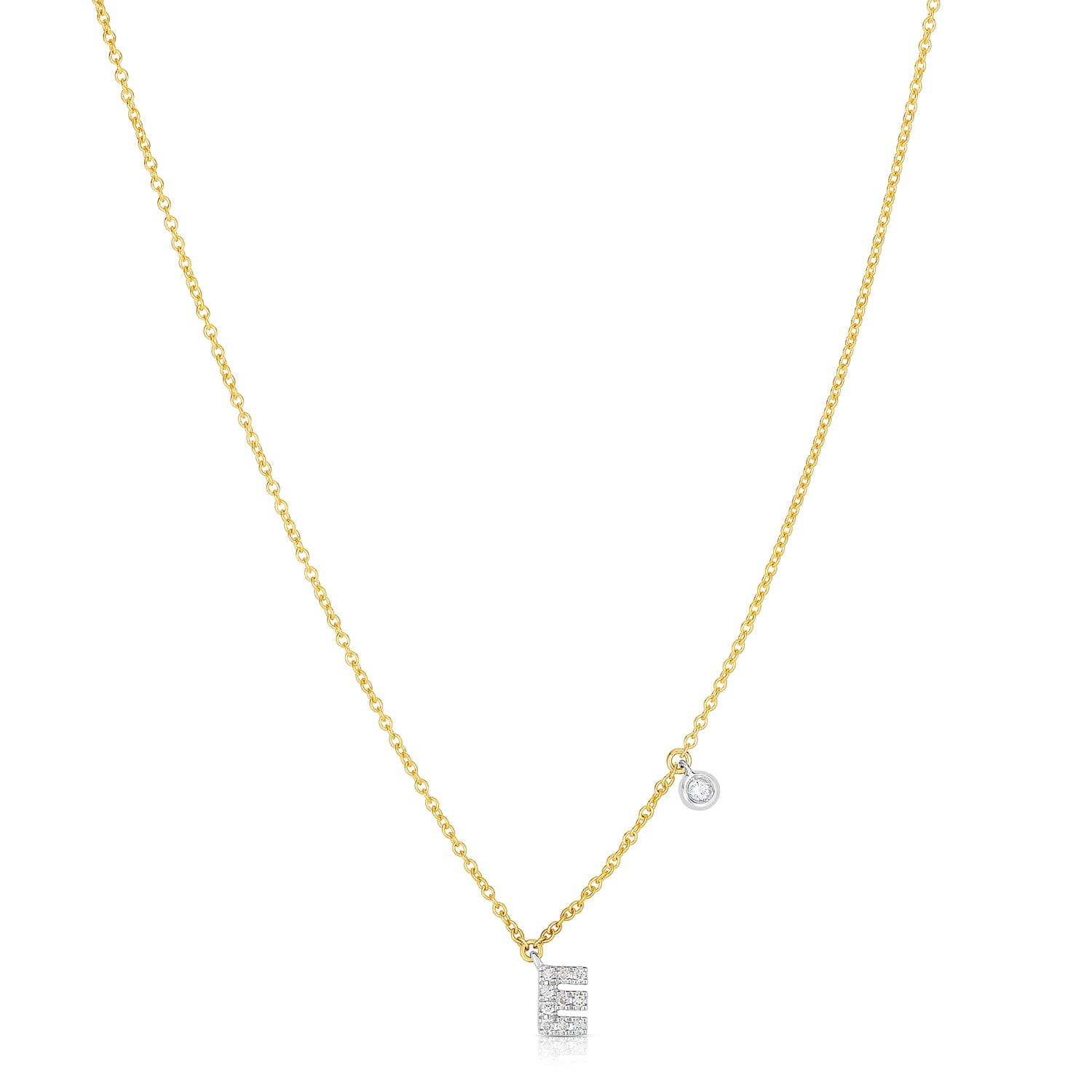 Sabel Collection 14K Yellow and White Gold Diamond Miniature Initial Pendant Necklace