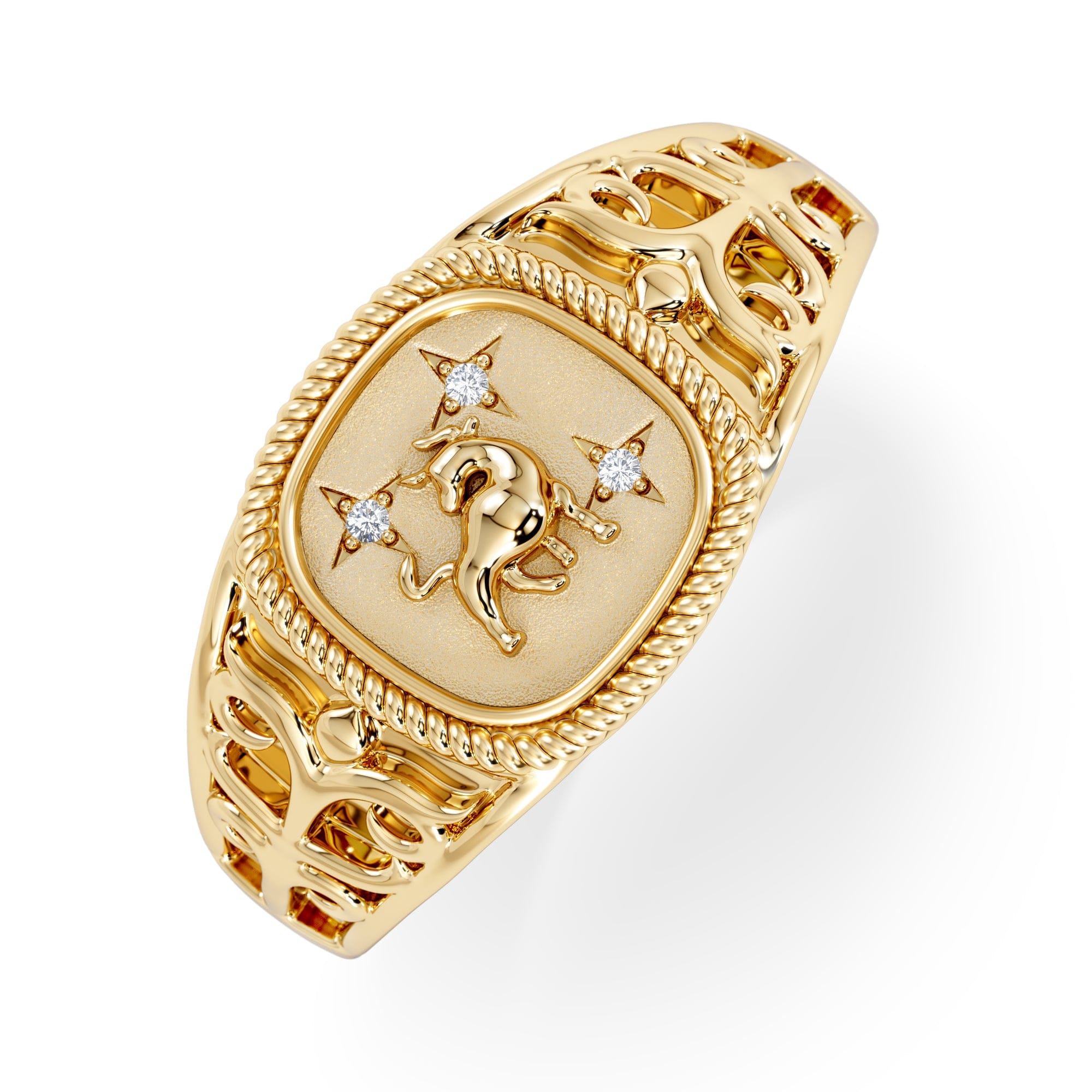 Diamond Taurus Zodiac 0.01ct Lab Diamond Signet Ring in 18K Gold Vermeil