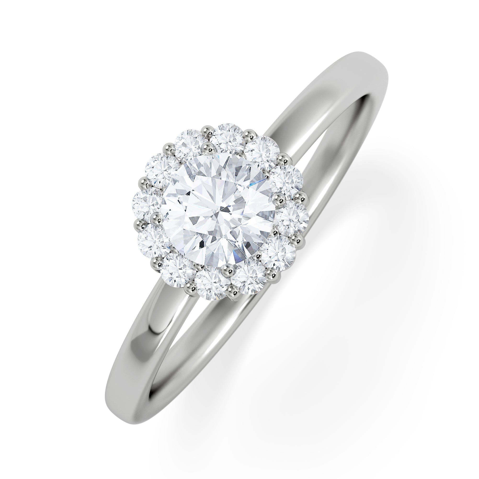 Diamond The Fleur Halo 0.50ct H/SI Round Cut Lab Diamond Ring in Silver