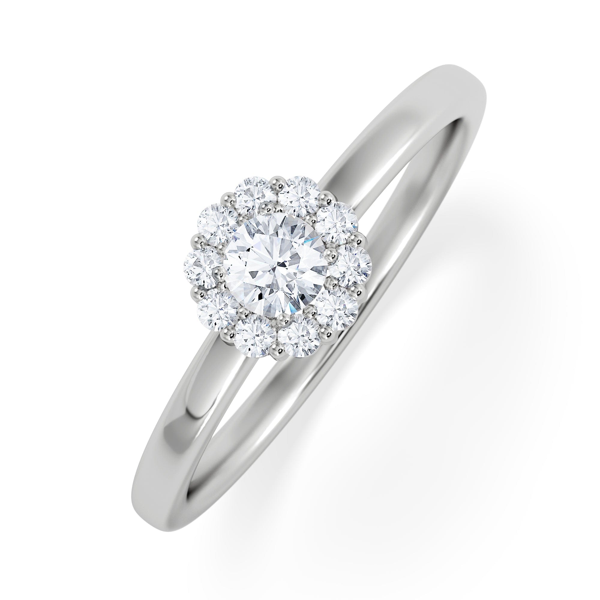 Diamond The Fleur Halo 0.30ct H/SI Round Cut Lab Diamond Ring in Silver