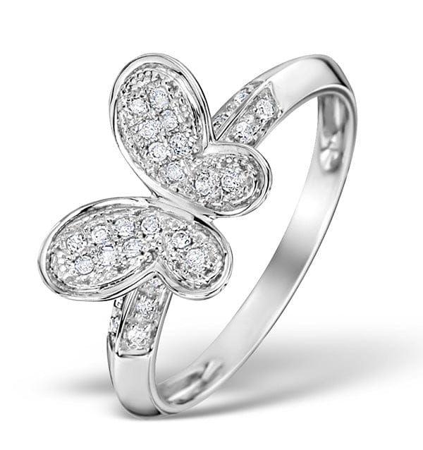 BUTTERFLY Diamond 0.15ct 9K White Gold Butterfly Ring