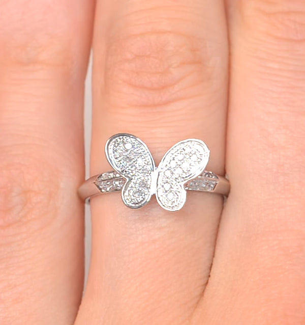BUTTERFLY Diamond 0.15ct 9K White Gold Butterfly Ring