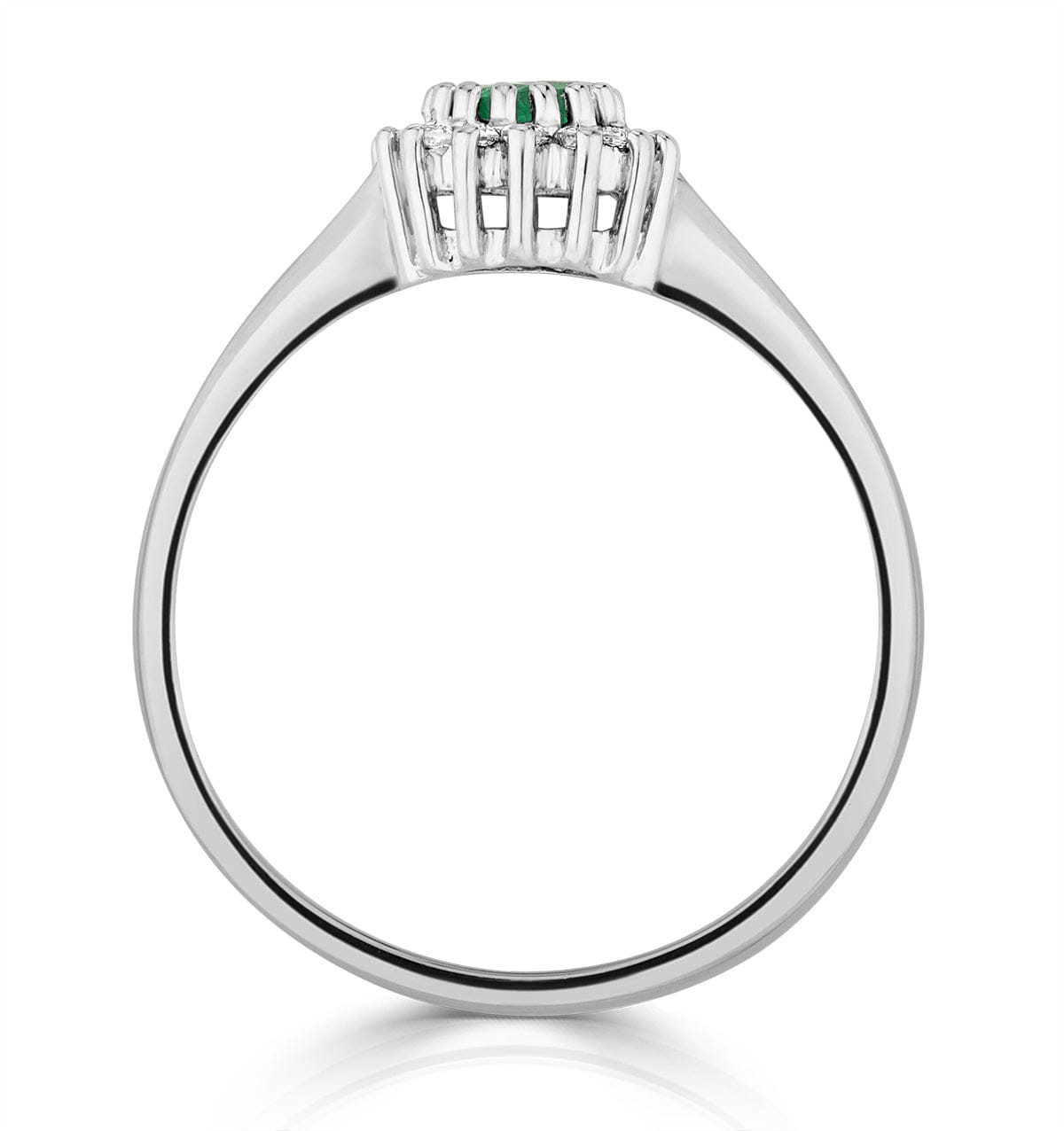 Diamond Emerald 3.5 x 3.5 mm And Diamond 18K White Gold Ring