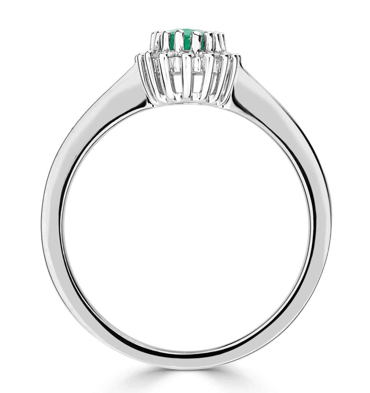 Diamond Emerald 6 x 4 mm And Diamond 9K White Gold Ring Item A4434