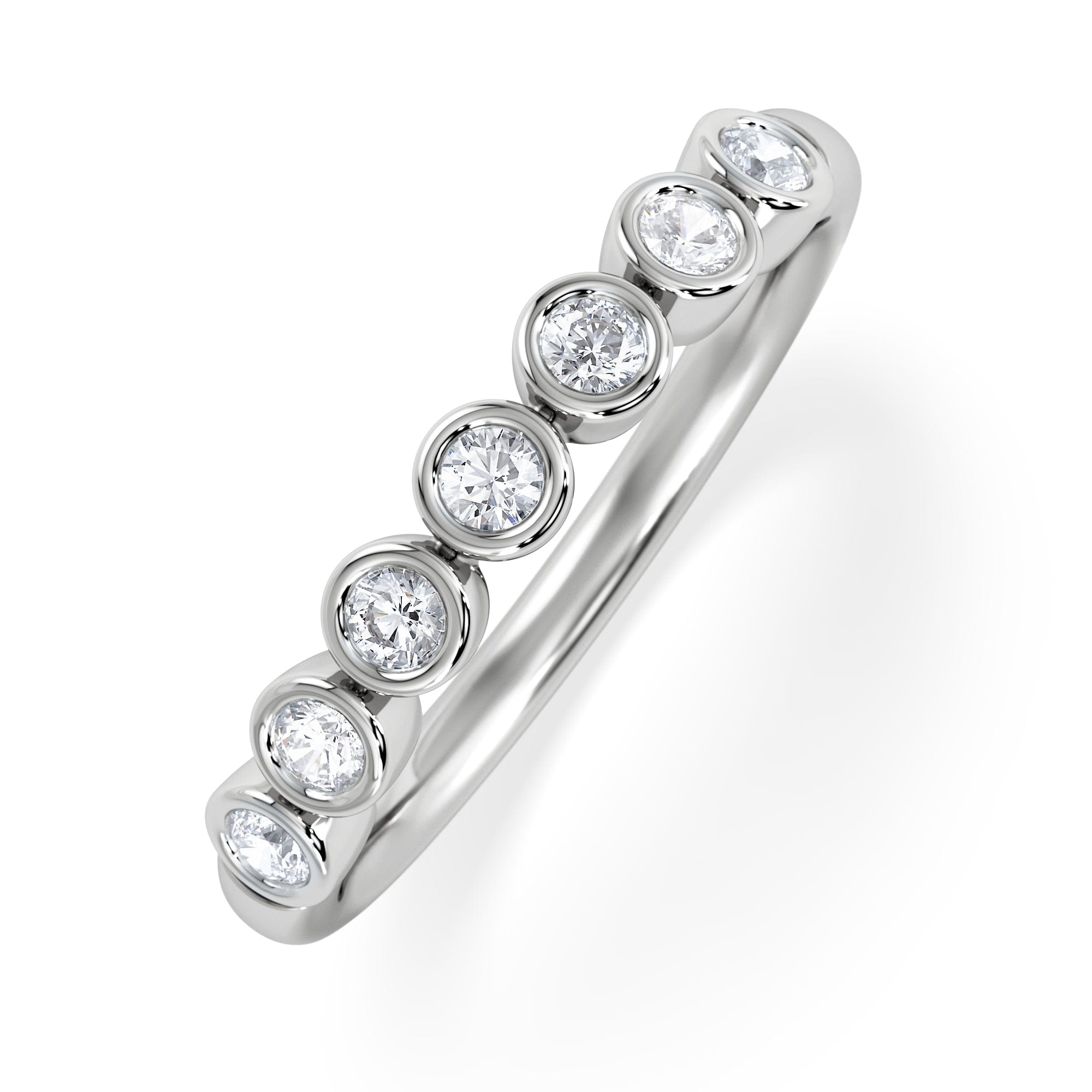 RING Orbit Half Band 0.30ct F/VS Round Cut Rubover Eternity Ring in 18K Silver