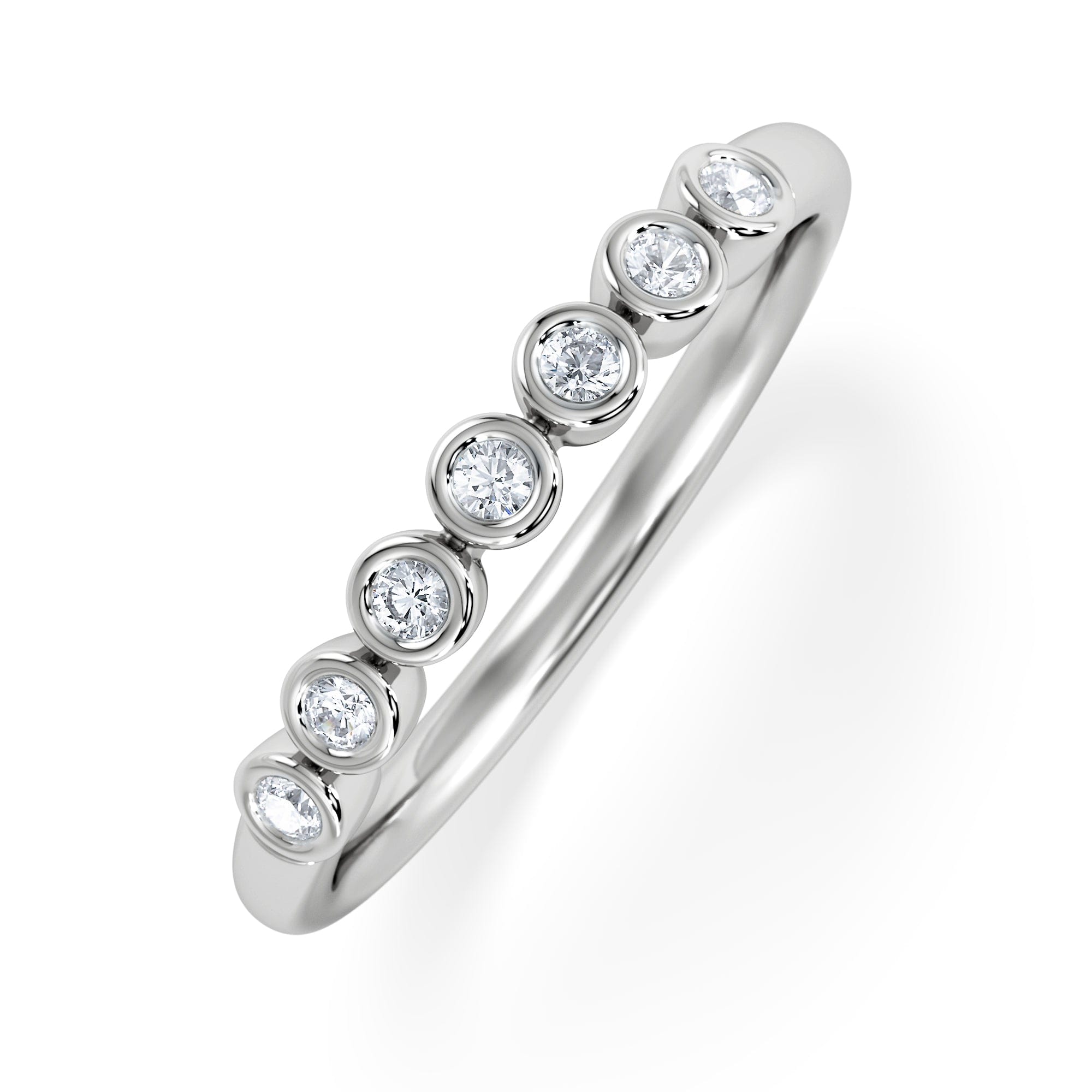 RING Orbit Half Band 0.15ct F/VS Round Cut Rubover Eternity Ring in 18K Silver