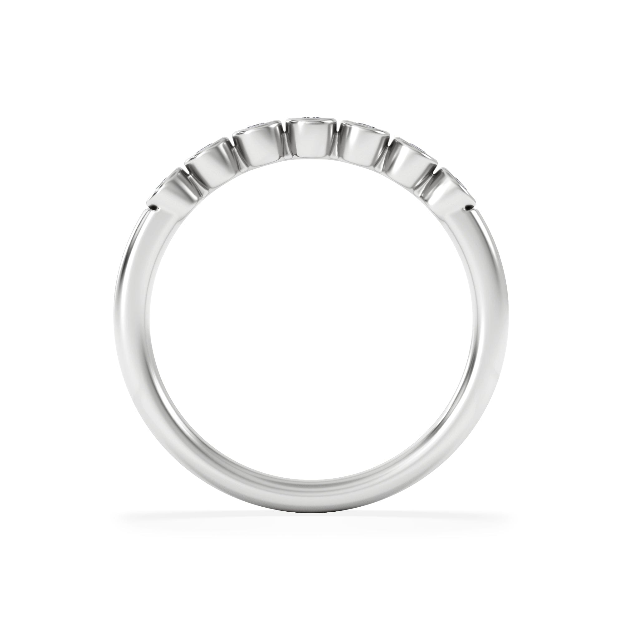 RING Orbit Half Band 0.15ct F/VS Round Cut Rubover Eternity Ring in 18K Silver