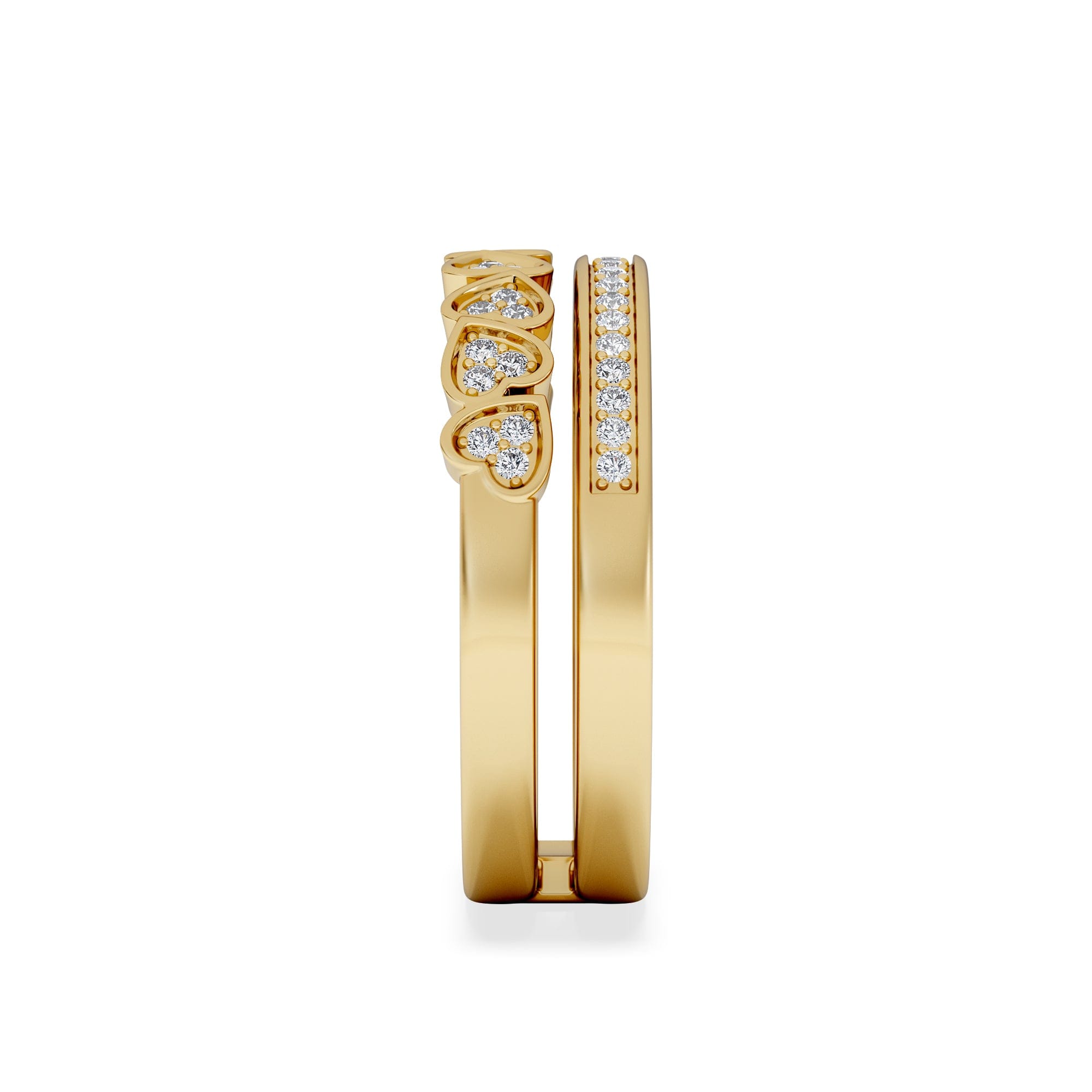 Diamond Double Heart Band Stacking Ring Lab Diamond 0.20ct in 18K Gold Vermeil