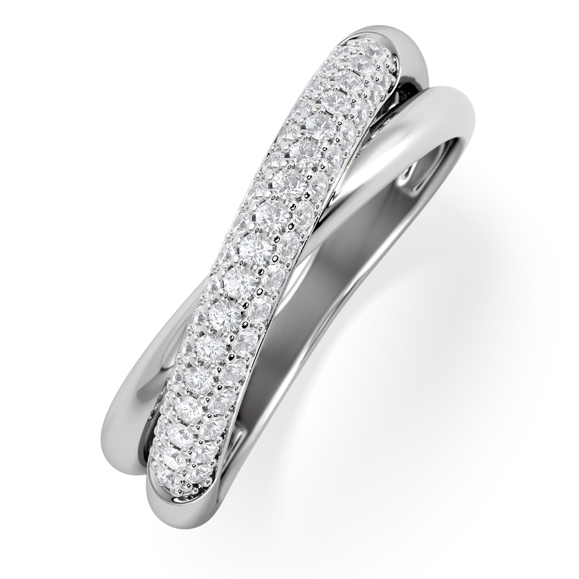 Diamond Crossover Set Lab Diamond Ring 0.35ct in 925 Silver