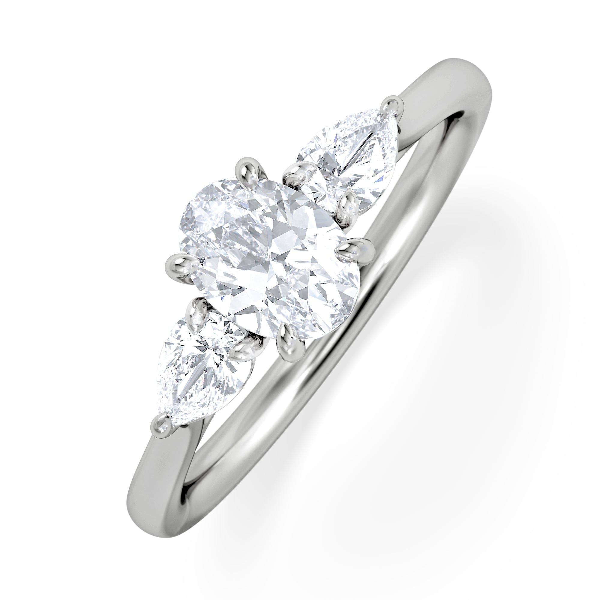 Diamond Evoke 3 Stone Oval Cut Lab Diamond Ring 0.50ct in 925 Silver