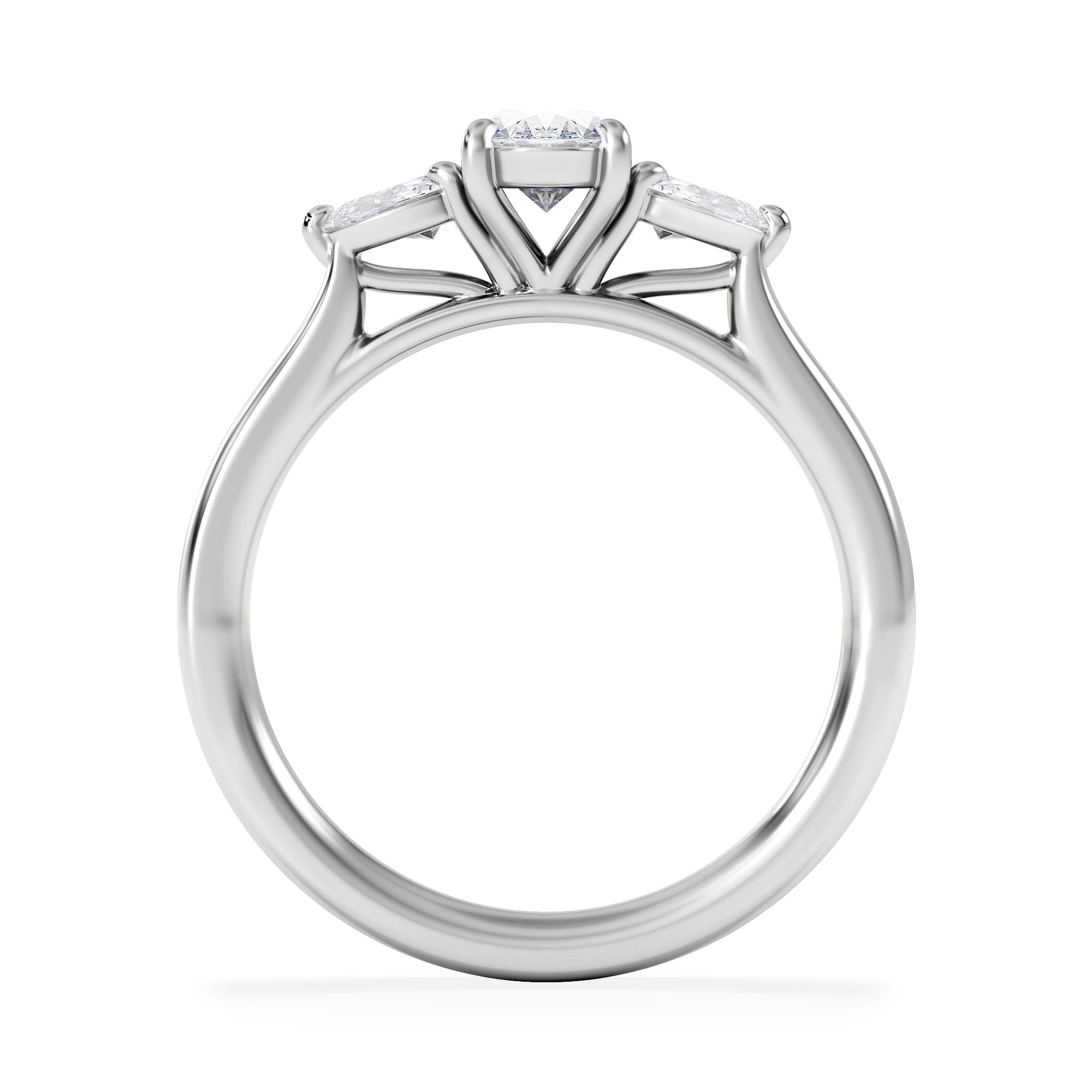 Diamond Evoke 3 Stone Oval Cut Lab Diamond Ring 0.50ct in 925 Silver