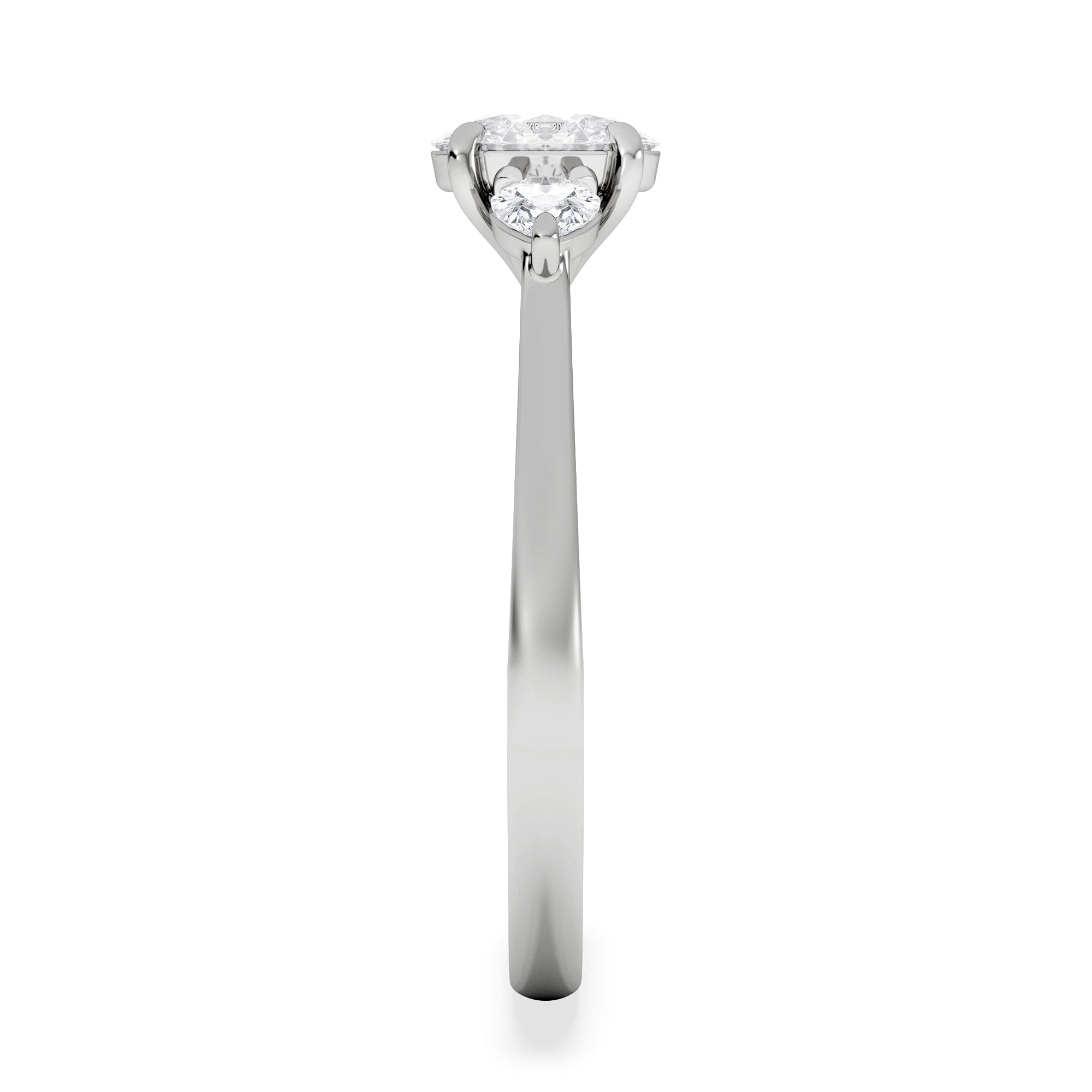 Diamond Evoke 3 Stone Oval Cut Lab Diamond Ring 0.50ct in 925 Silver