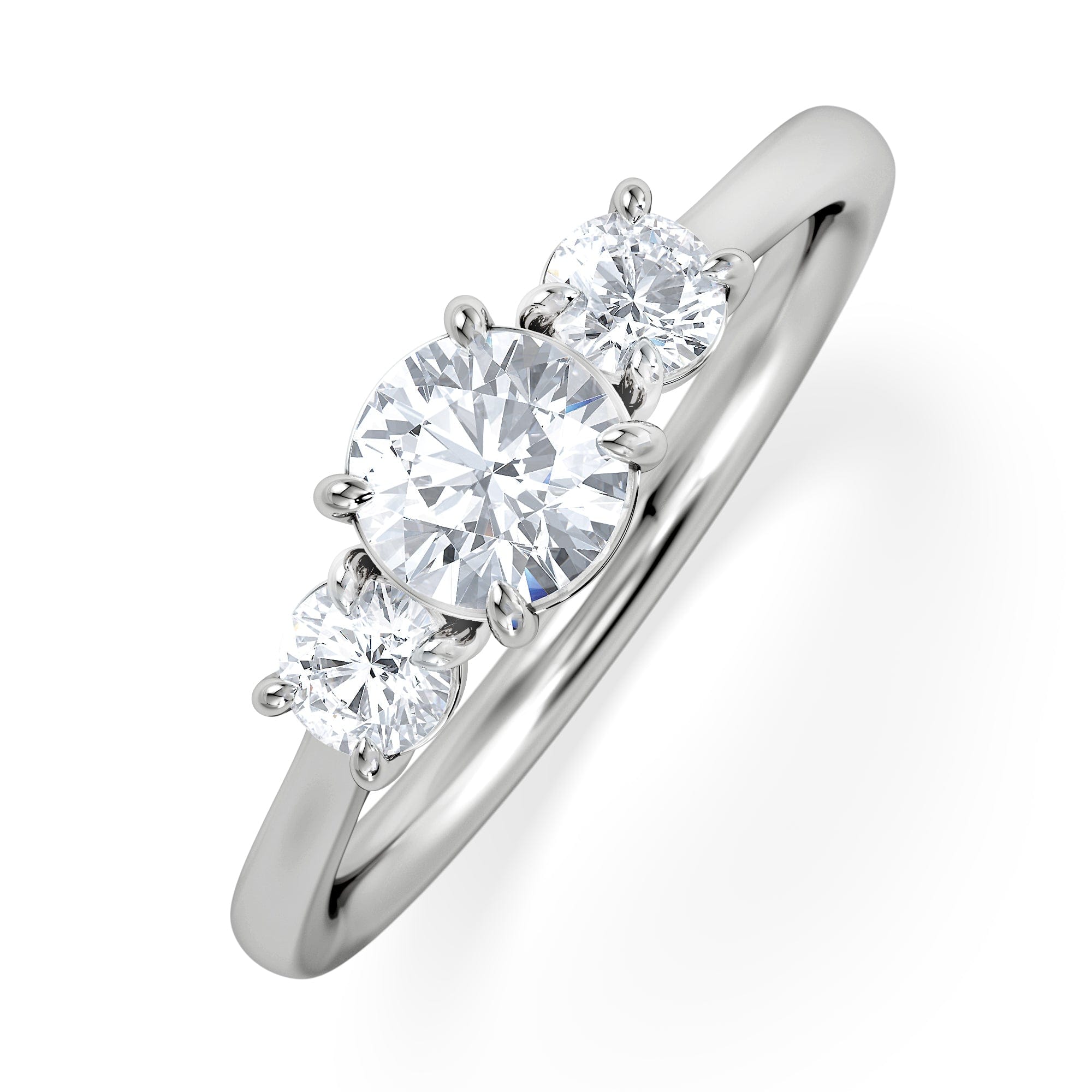 Diamond Evoke 3 Stone Round Cut Lab Diamond Ring 0.50ct in 925 Silver