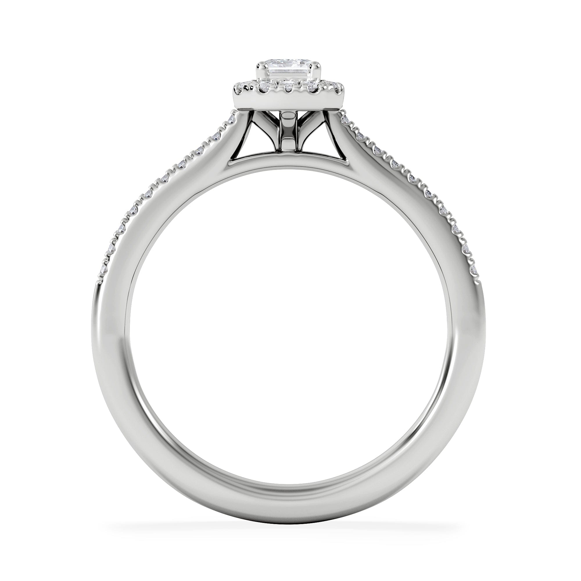 Diamond Lumia Emerald Cut Lab Diamond Halo Ring 0.50ct F/VS in 925 Silver