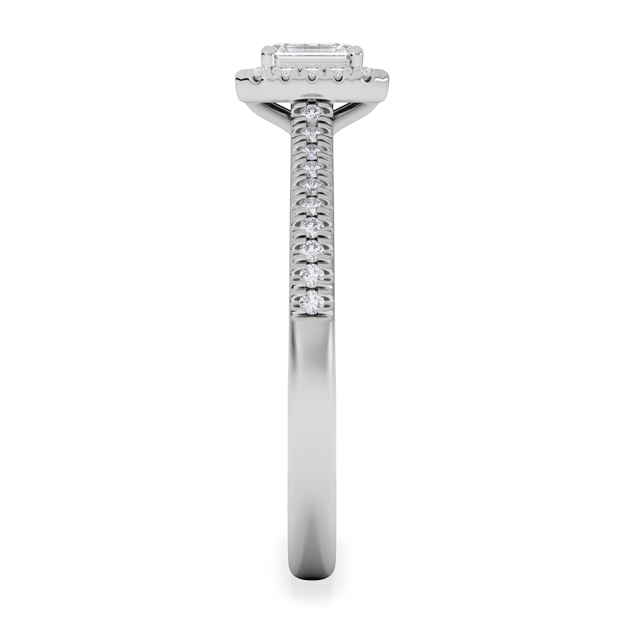Diamond Lumia Emerald Cut Lab Diamond Halo Ring 0.50ct F/VS in 925 Silver
