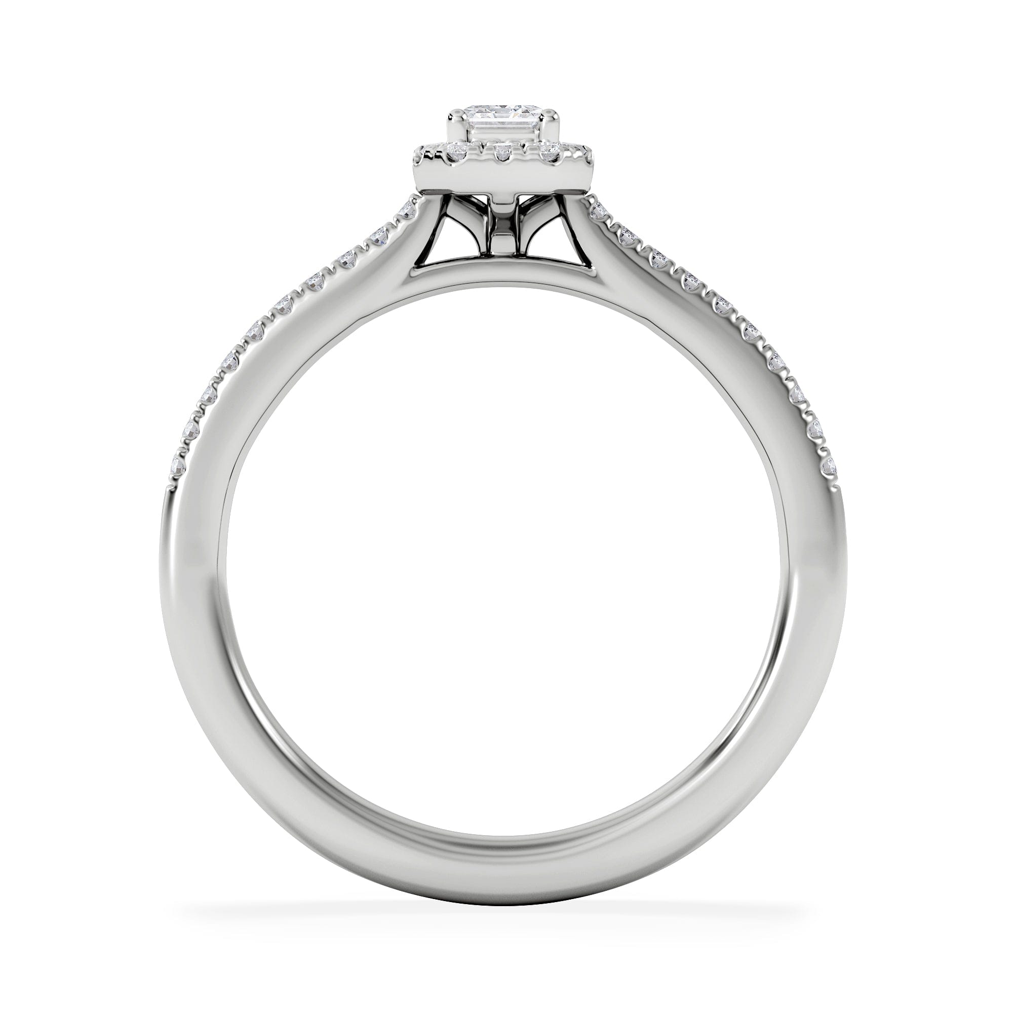 Diamond Lumia Emerald Cut Lab Diamond Halo Ring 0.33ct F/VS in 925 Silver