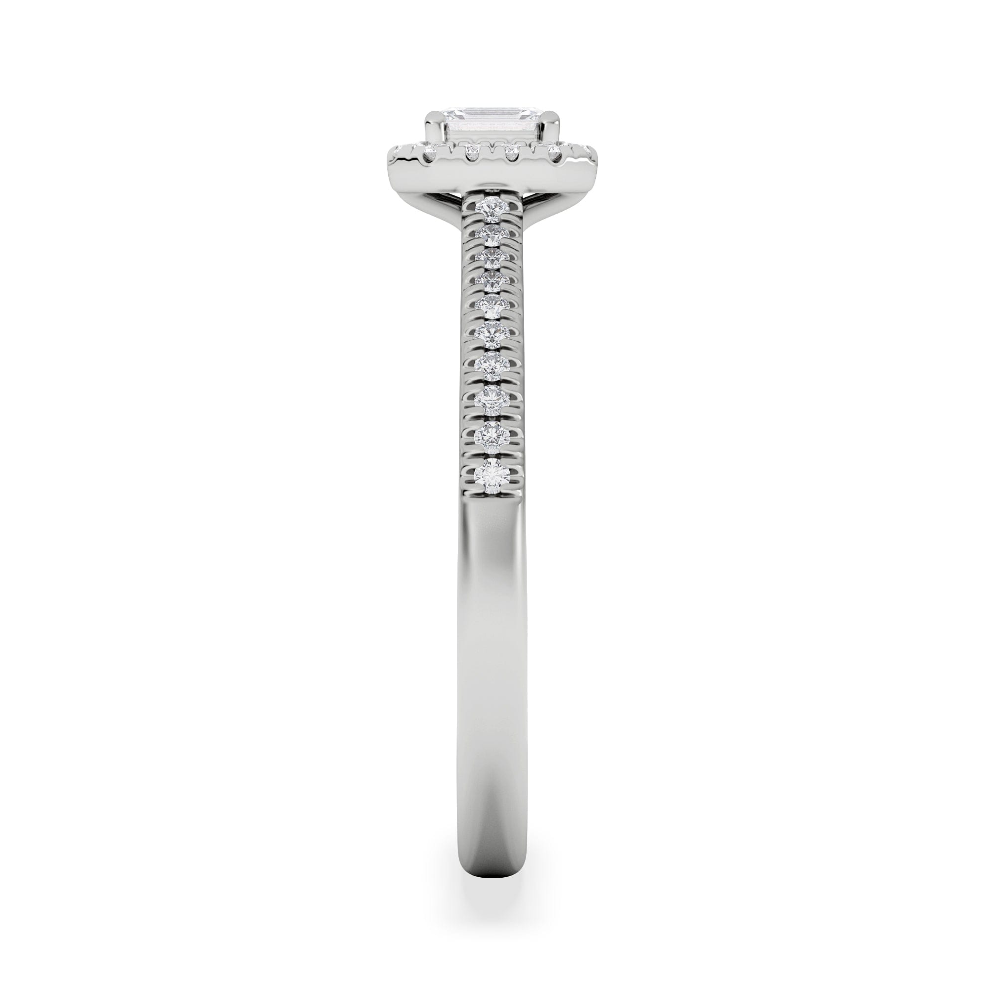 Diamond Lumia Emerald Cut Lab Diamond Halo Ring 0.33ct F/VS in 925 Silver
