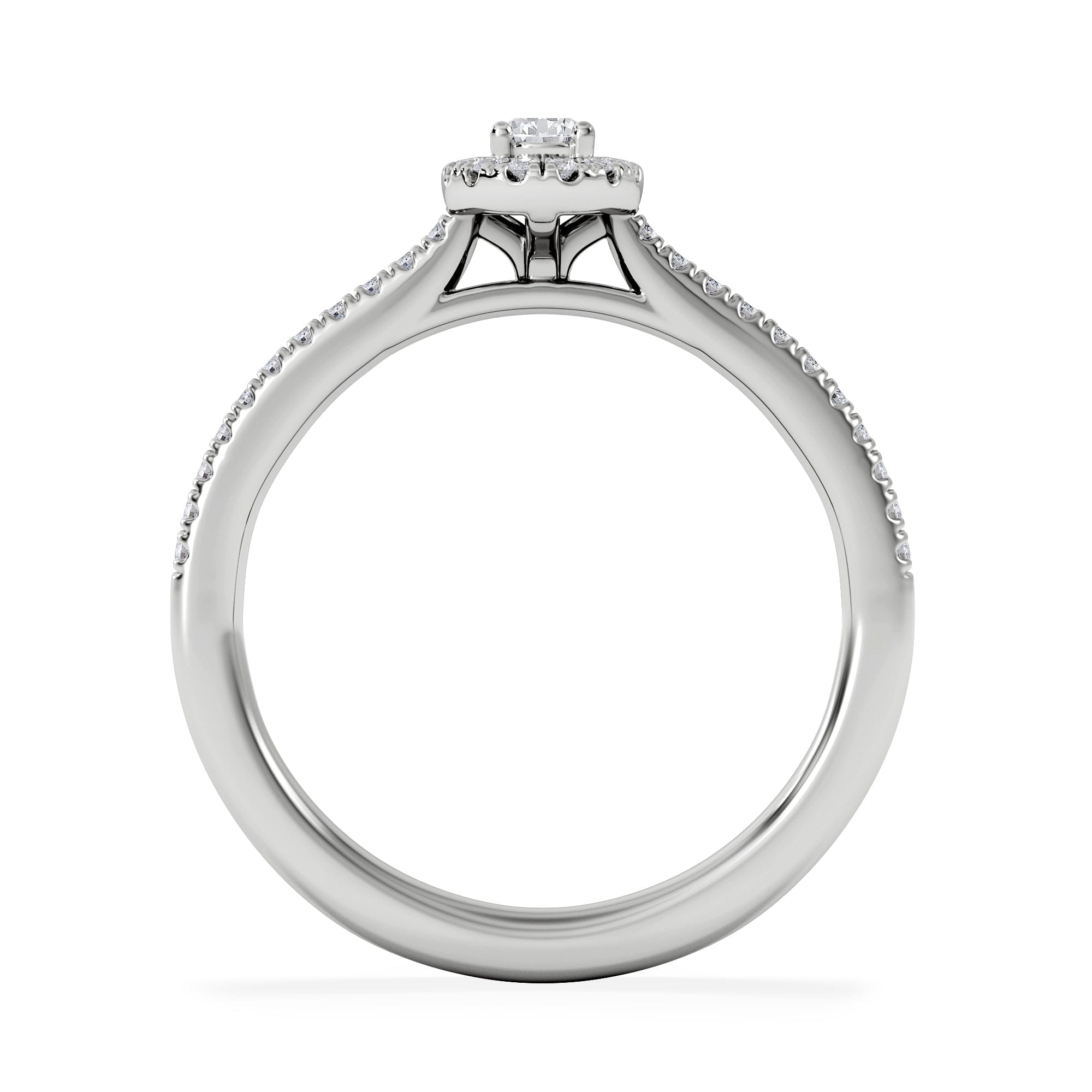 Diamond Lumia Pear Cut Lab Diamond Halo Ring 0.33ct F/VS in 925 Silver